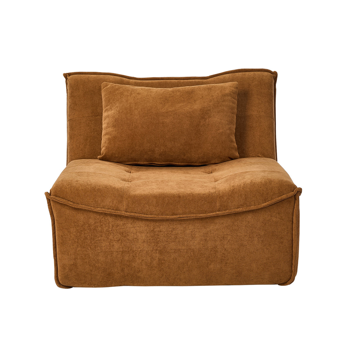 Oikiture Accent Chair Lazy Sofa Floor Couch Leisure Lounge Foam Pouffe Brown