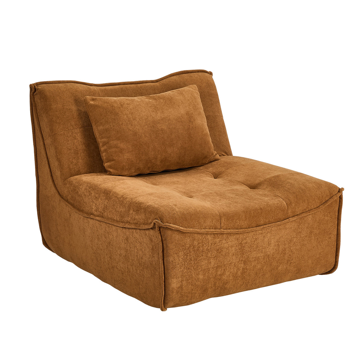 Oikiture 2x Accent Chair Lazy Sofa Floor Couch Leisure Lounge Foam Pouffe Brown