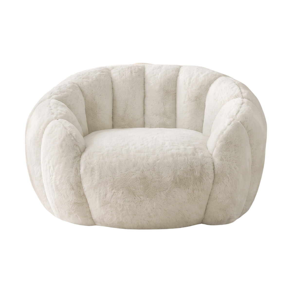 Oikiture Bean Bag Chair Floor Lounge Lazy Sofa Faux Rabbit Fleece Beige - Sunyee