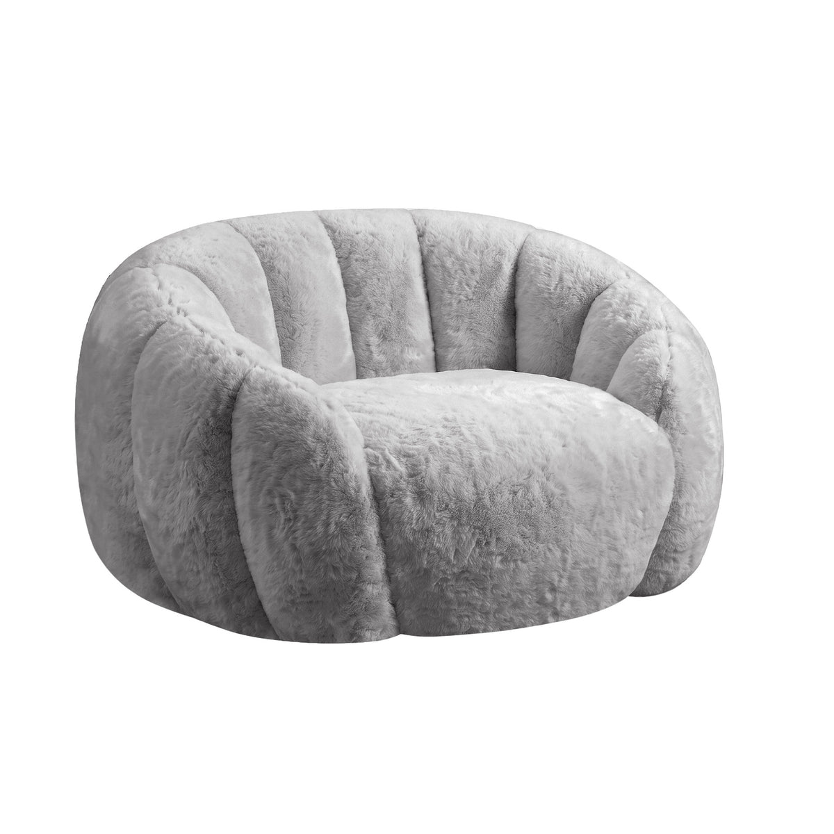 Oikiture Bean Bag Chair Floor Lounge Lazy Sofa Faux Rabbit Fleece Grey - Sunyee