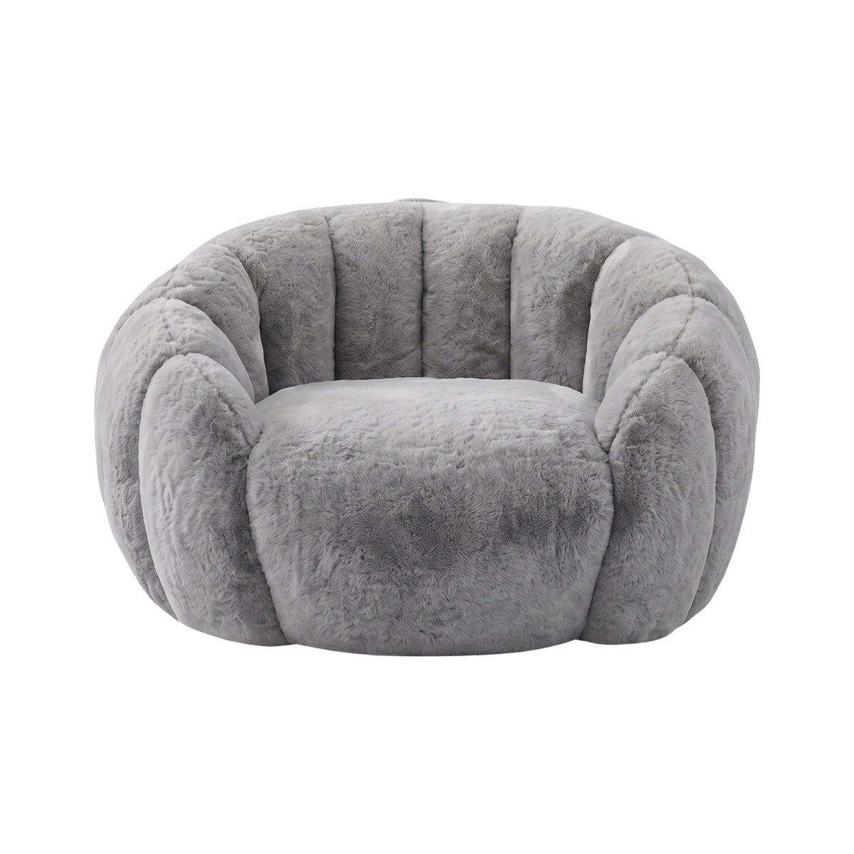 Oikiture Bean Bag Chair Floor Lounge Lazy Sofa Faux Rabbit Fleece Grey - Sunyee