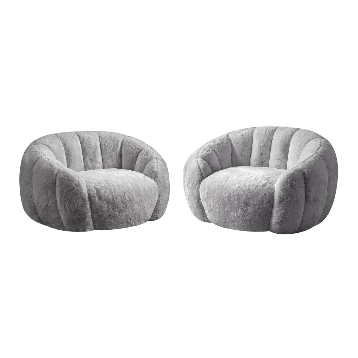 Oikiture 2x Bean Bag Chair Floor Lounge Lazy Sofa Faux Rabbit Fleece Grey - Sunyee