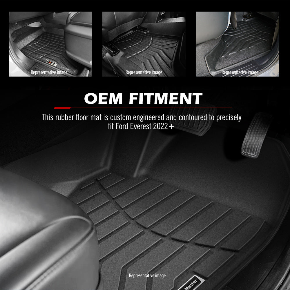 Kiwi Master 3D TPE Car Floor Mats Liner Fit Ford Everest 2022+ - Sunyee