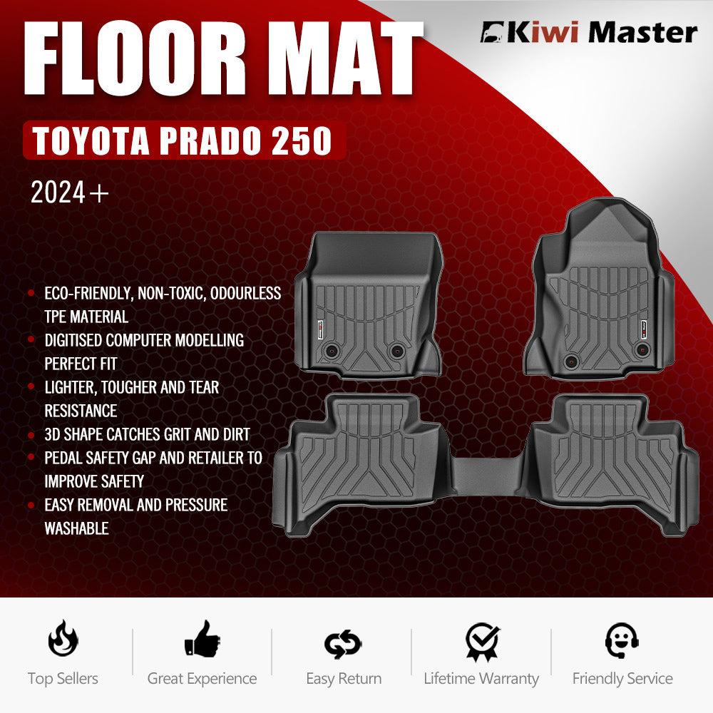 Kiwi Master 3D TPE Car Floor Mats Liner Fit Toyota Prado 250 2024+ - Sunyee