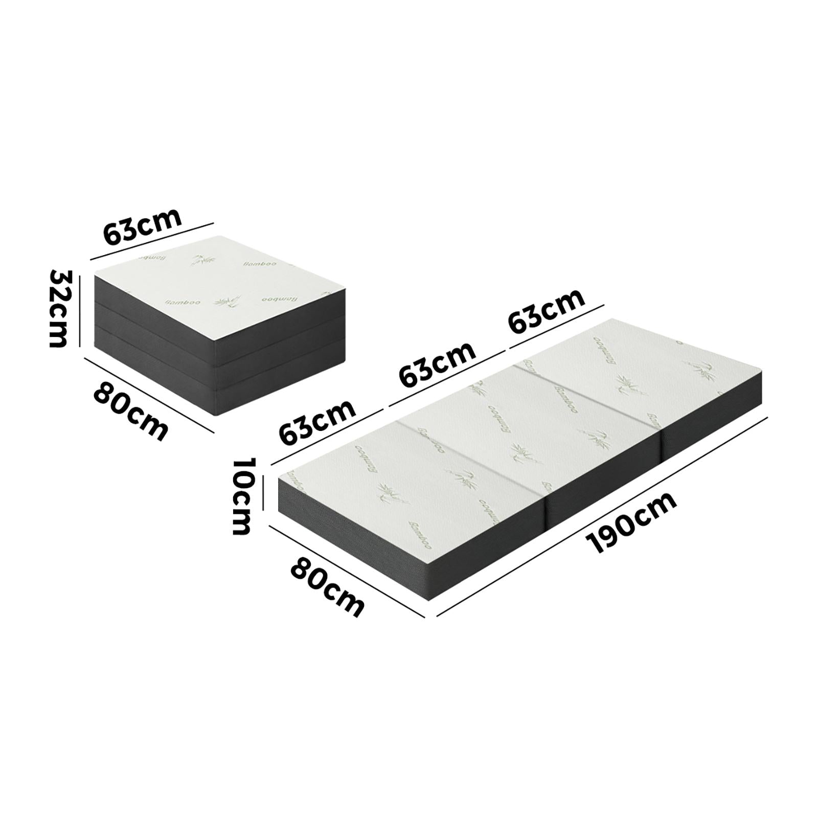 Bedra Folding Foam Mattress Sofa Bed Trifold Sleeping Mat Camping Cushion Single