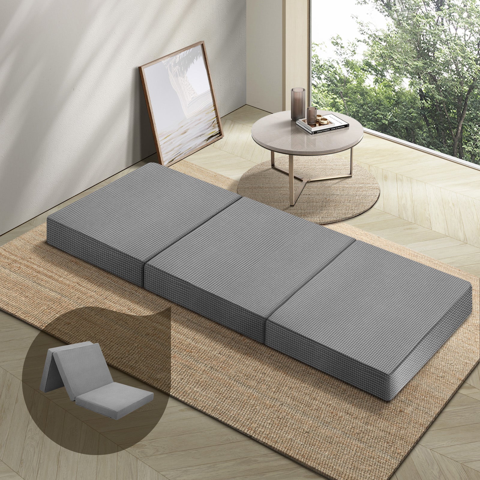 Bedra Folding Mattress Foldable Bed 3 4 Fold Sleeping Floor Mat Camping Cushion - Sunyee