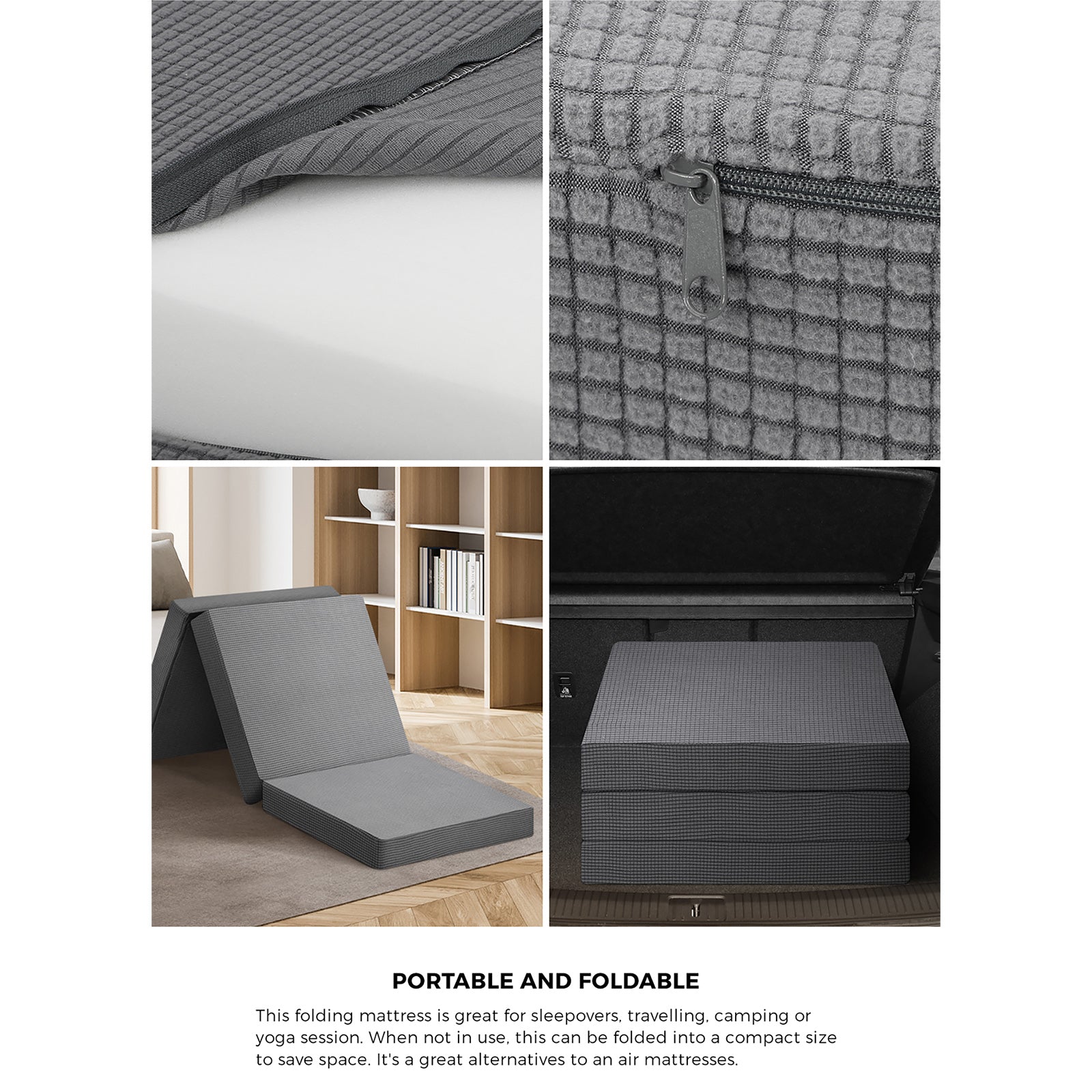Bedra Folding Foam Mattress Single Sofa Bed Trifold Sleeping Camping Cushion Mat - Sunyee