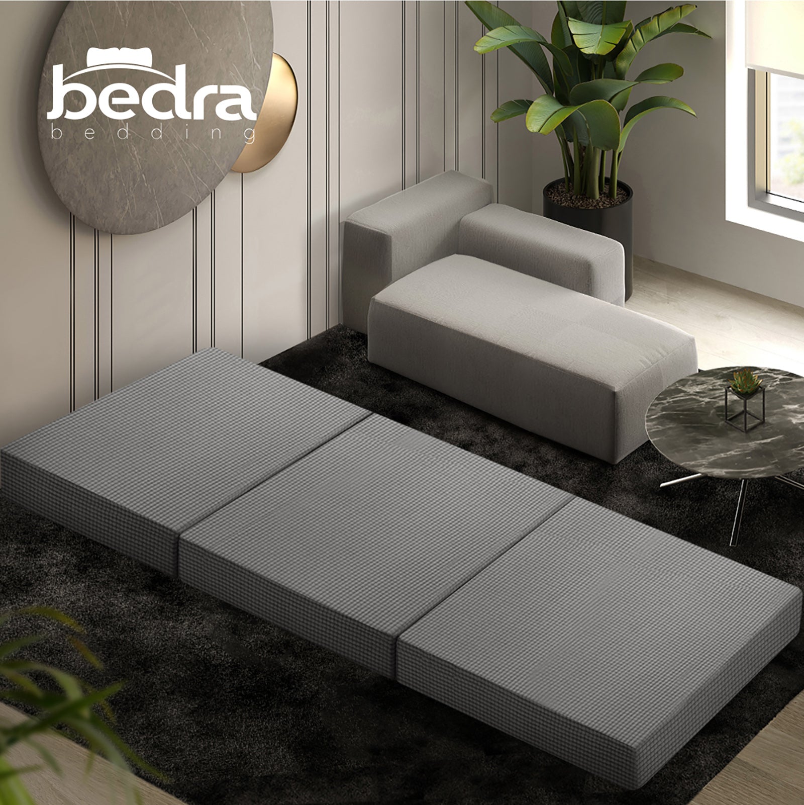 Bedra Folding Foam Mattress Single Sofa Bed Trifold Sleeping Camping Cushion Mat - Sunyee