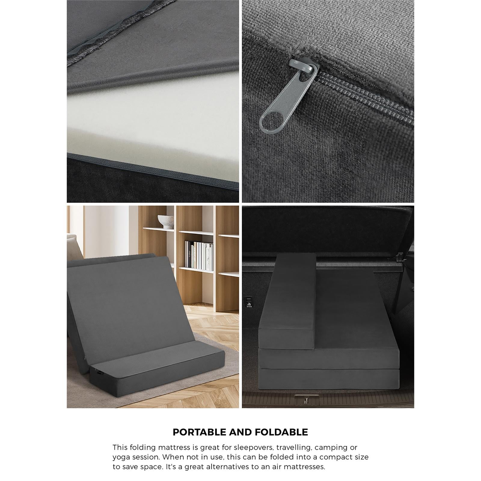 Bedra Folding Foam Mattress Sofa Bed Trifold Camping Sleeping Cushion Mat Double - Sunyee