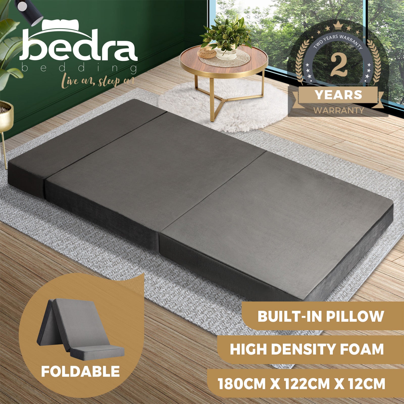 Bedra Folding Mattress Foldable Bed 3 4 Fold Sleeping Floor Mat Camping Cushion - Sunyee