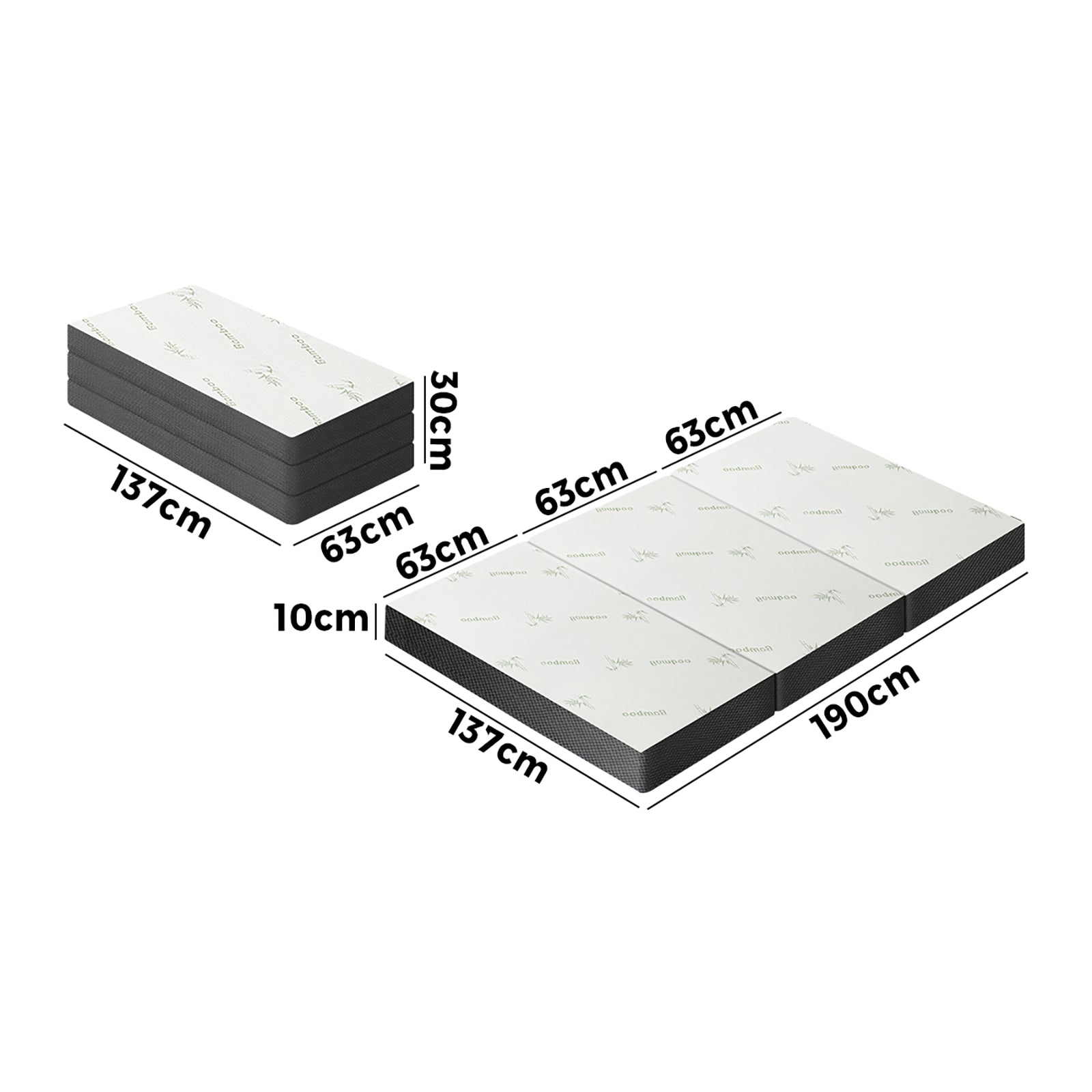 Bedra Folding Foam Mattress Sofa Bed Trifold Sleeping Mat Camping Cushion Double - Sunyee