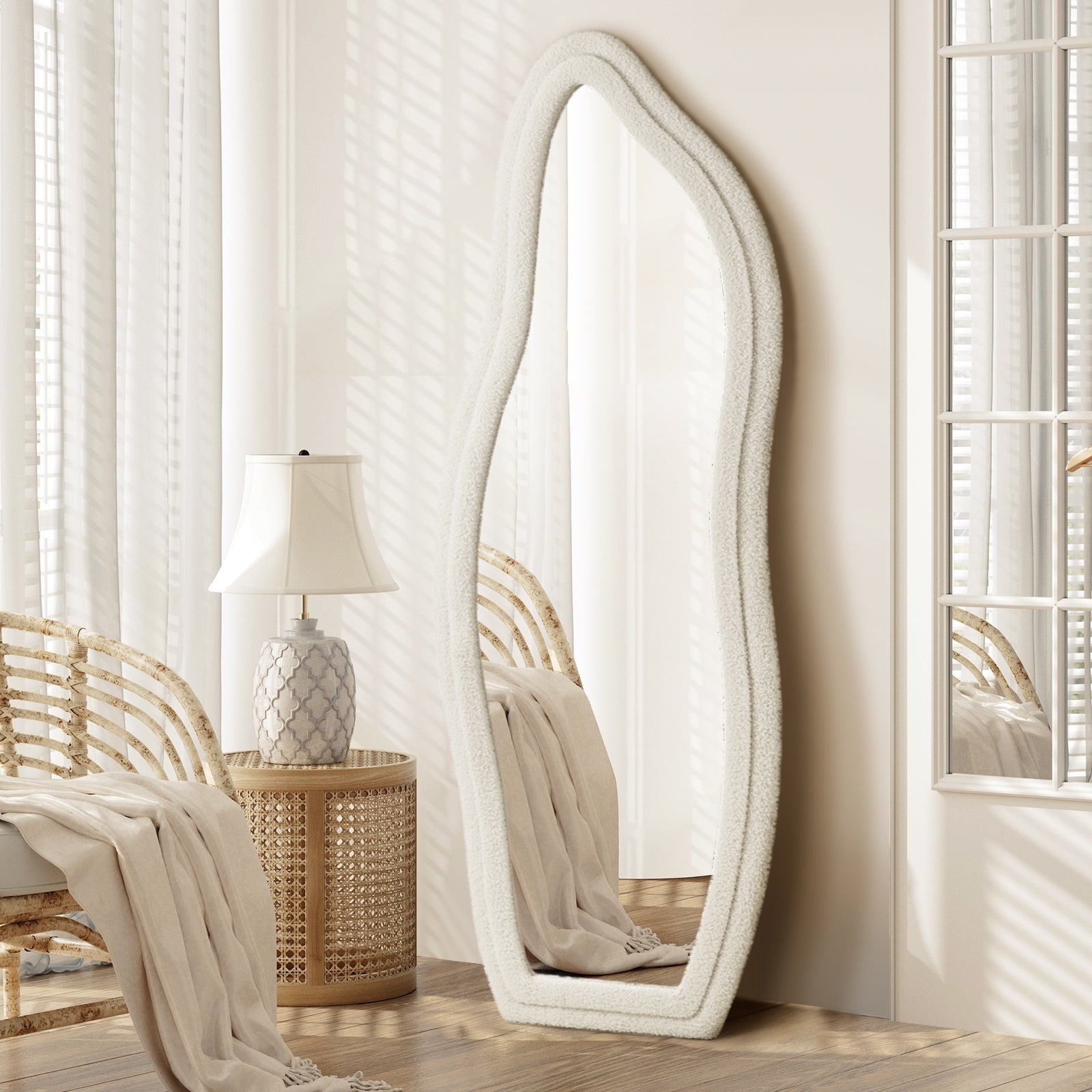 Oikiture Full Length Mirror Boucle Floor Mirrors Dressing Wall Mounted 160cm - Sunyee