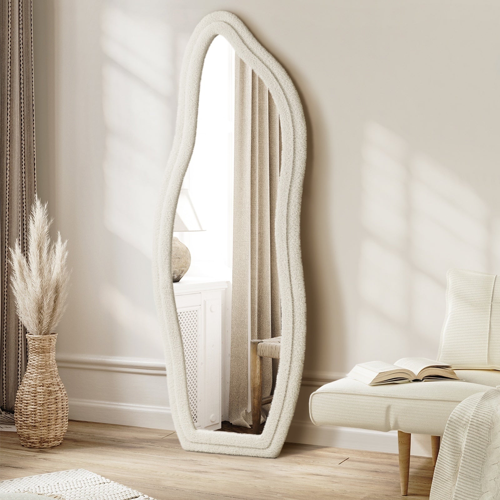 Oikiture Full Length Mirror Boucle Floor Mirrors Dressing Wall Mounted 160cm - Sunyee