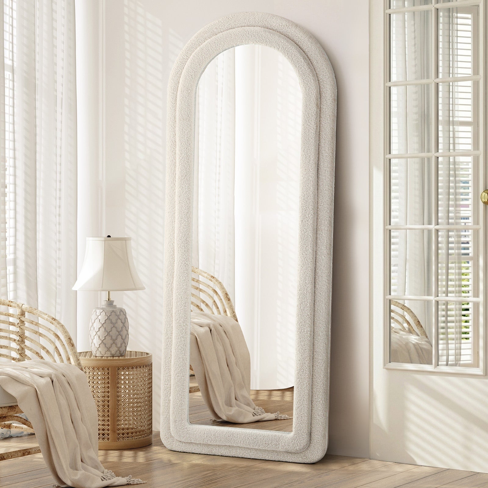 Oikiture 1.8M Full Length Mirror Boucle Frame Floor Mirrors Dressing Bedroom - Sunyee