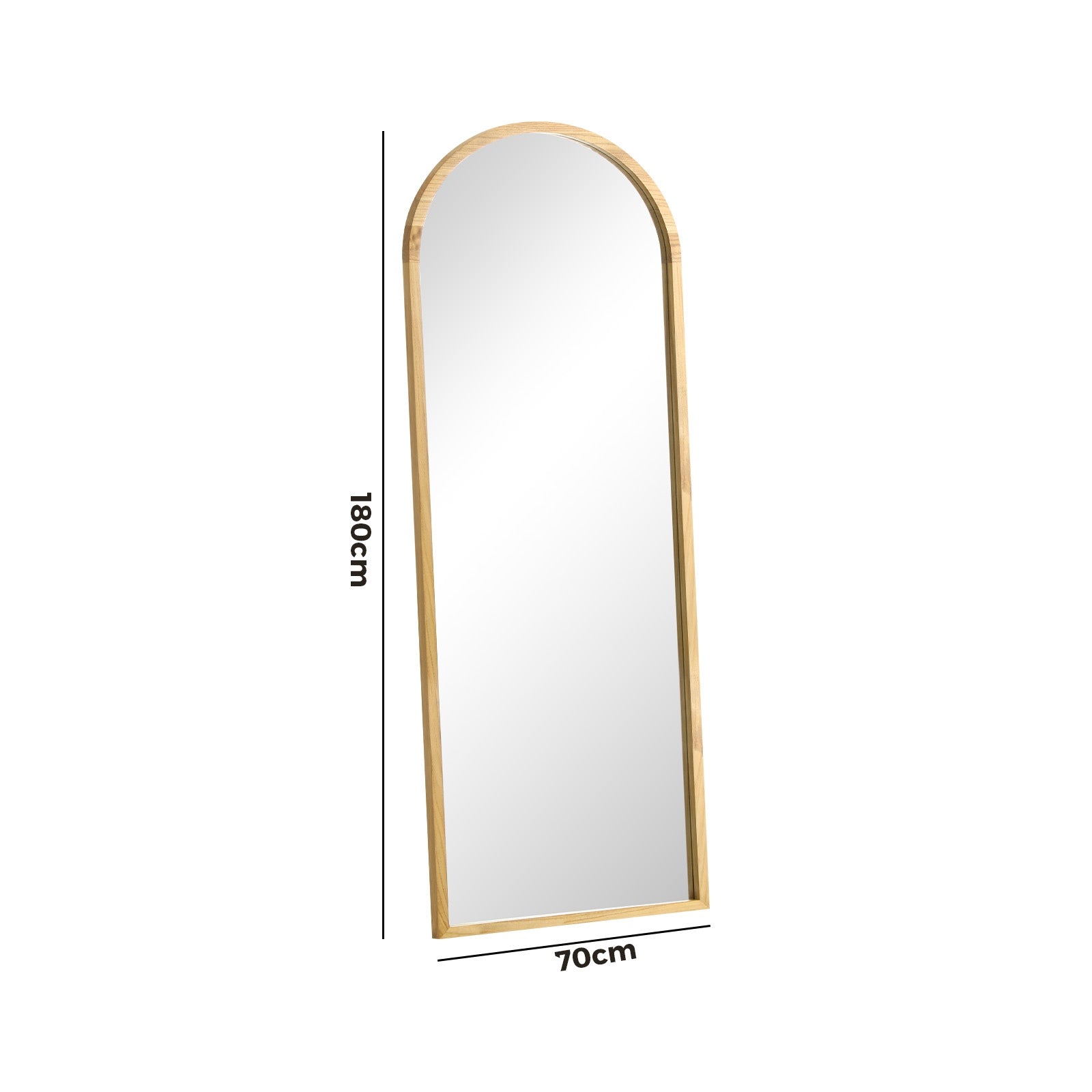 Oikiture Wooden Full Length Mirror 180x70cm Arched Dressing Floor Mirrors - Sunyee
