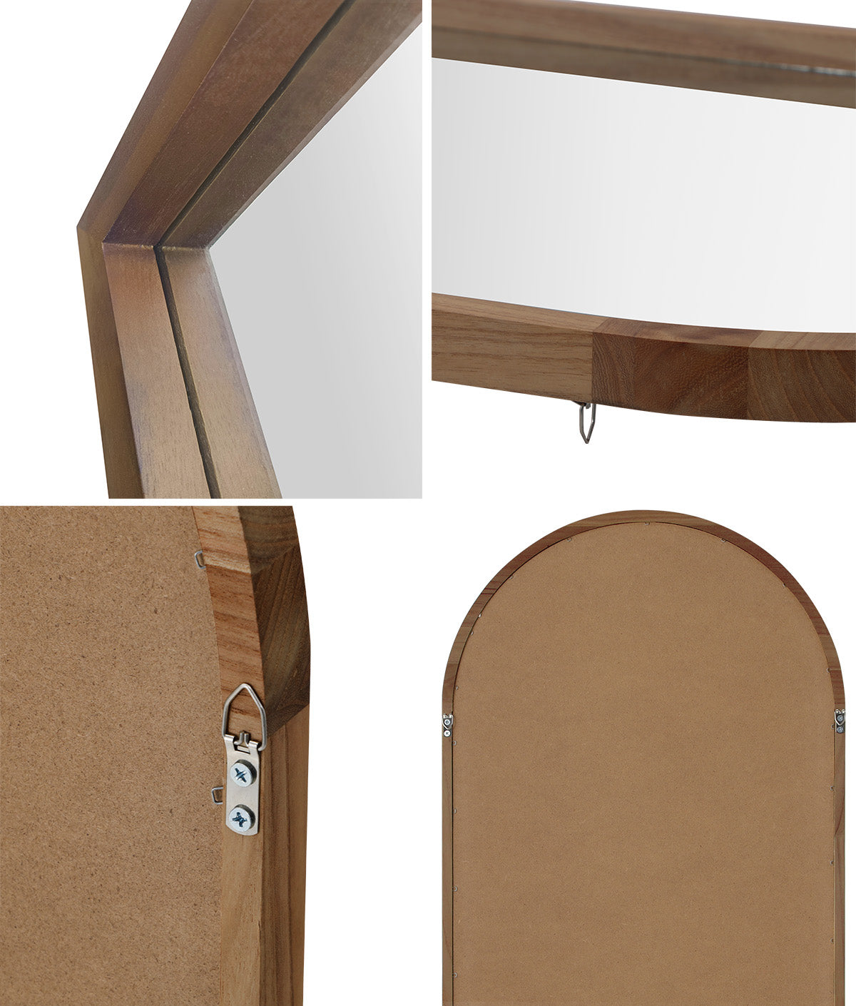 Oikiture Wooden Full Length Mirror 180x70cm Arched Dressing Floor Mirrors Brown - Sunyee