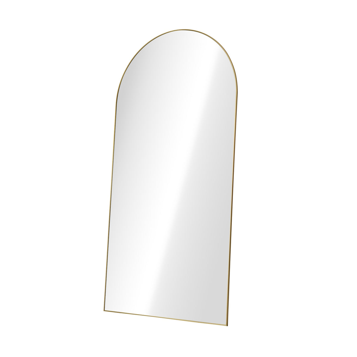 Oikiture Arched Full Length Mirror Large Body Mirror Floor Wall 200cm Gold