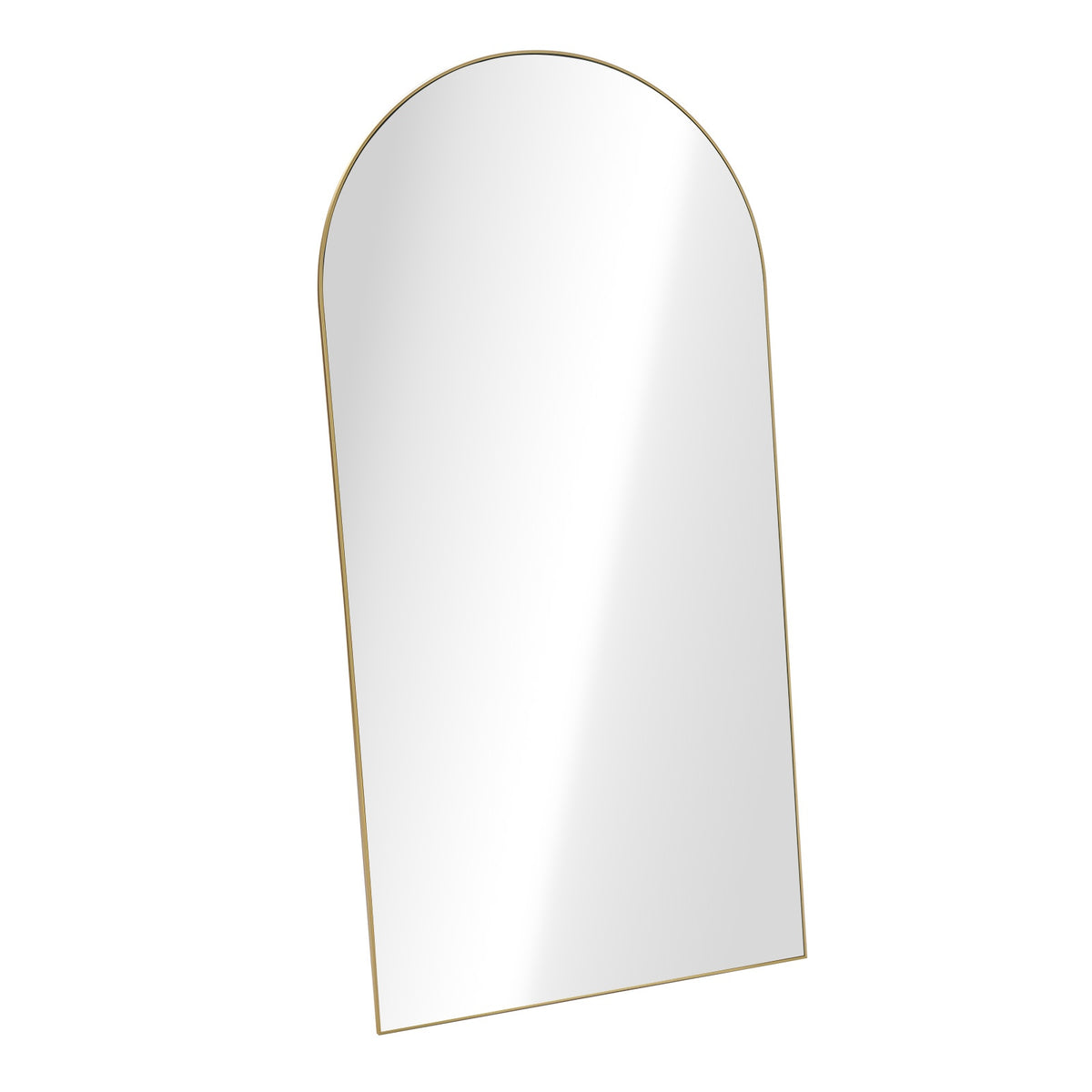 Oikiture Arched Full Length Mirror Large Body Mirror Floor Wall 200cm Gold