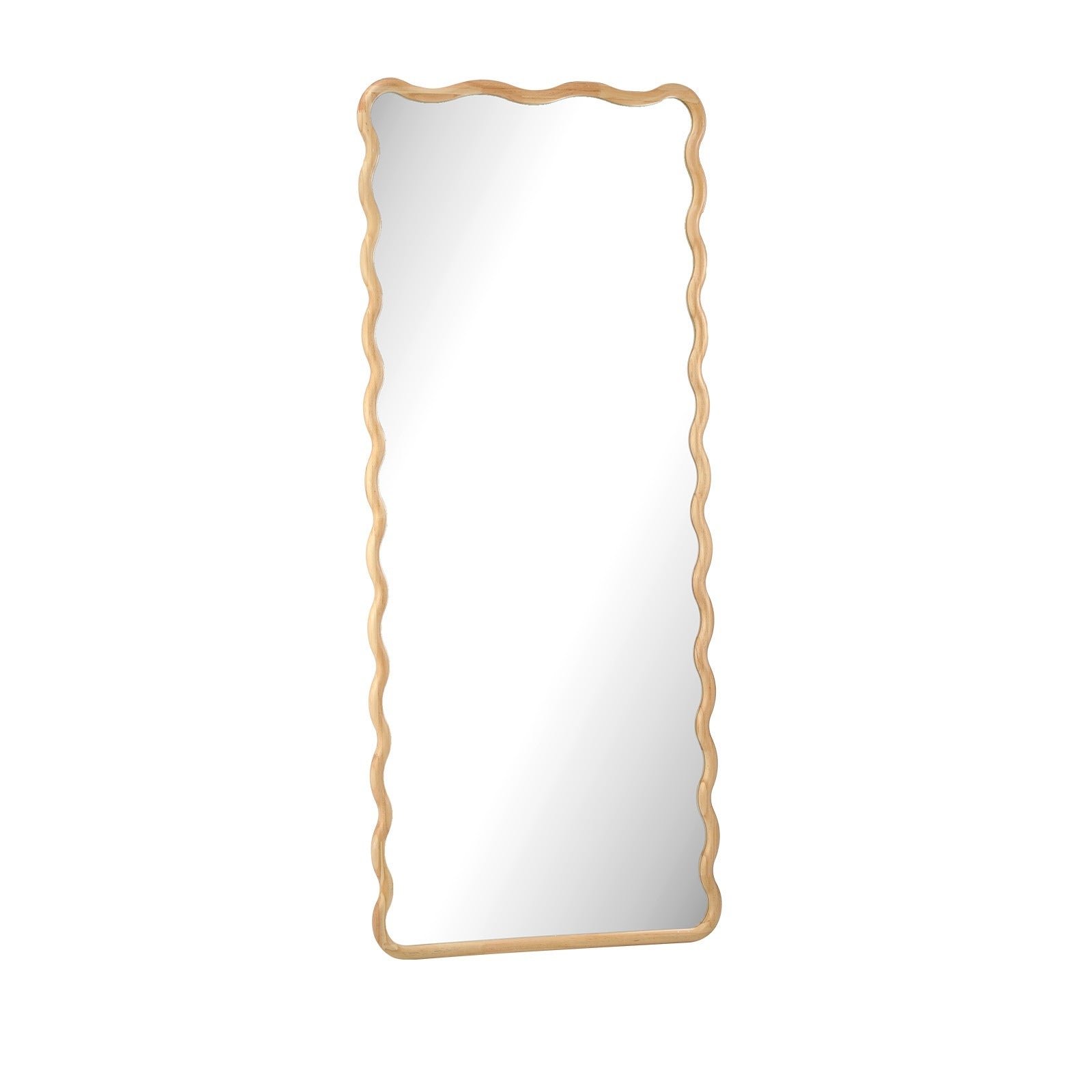 Oikiture Wooden Full Length Mirror 165x60cm Wavy Dressing Floor Mirrors - Sunyee