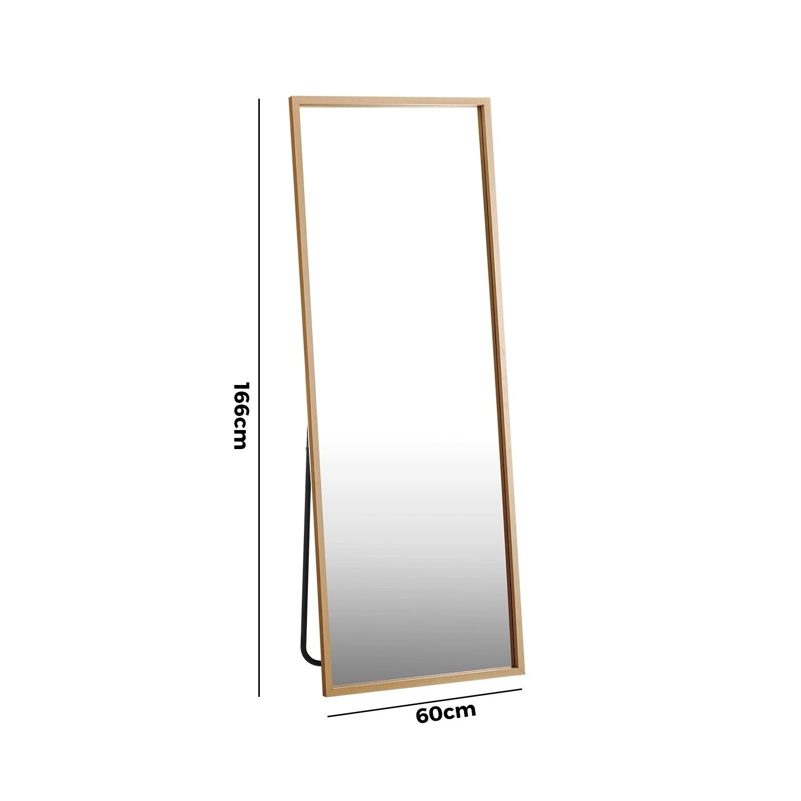 Oikiture Wood Full Length Mirror Rectangle Floor Mirrors Free Standing 166x60cm - Sunyee