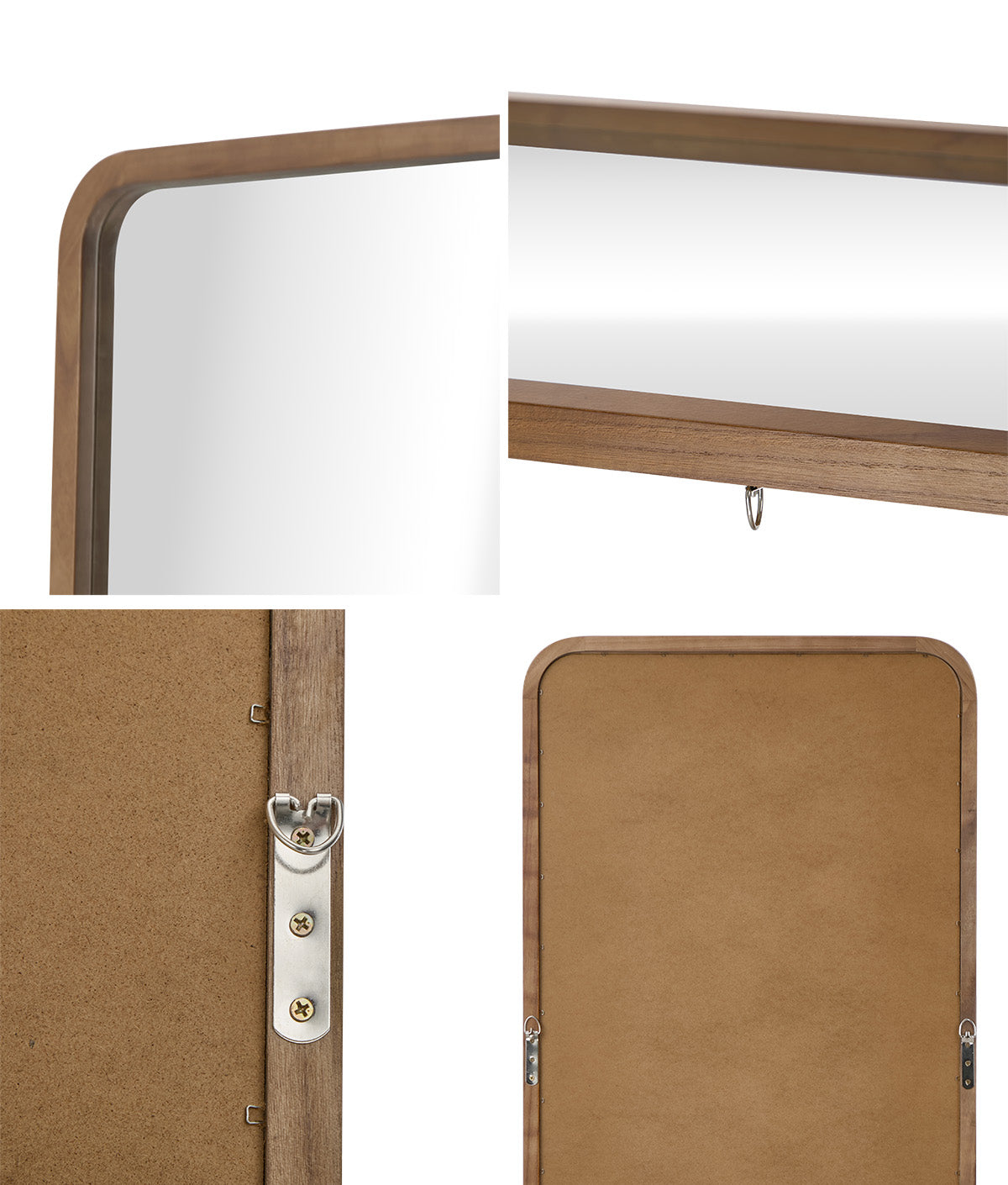 Oikiture Full Length Mirror 166x60cm Rectangle Dressing Floor Mirrors Walnut - Sunyee