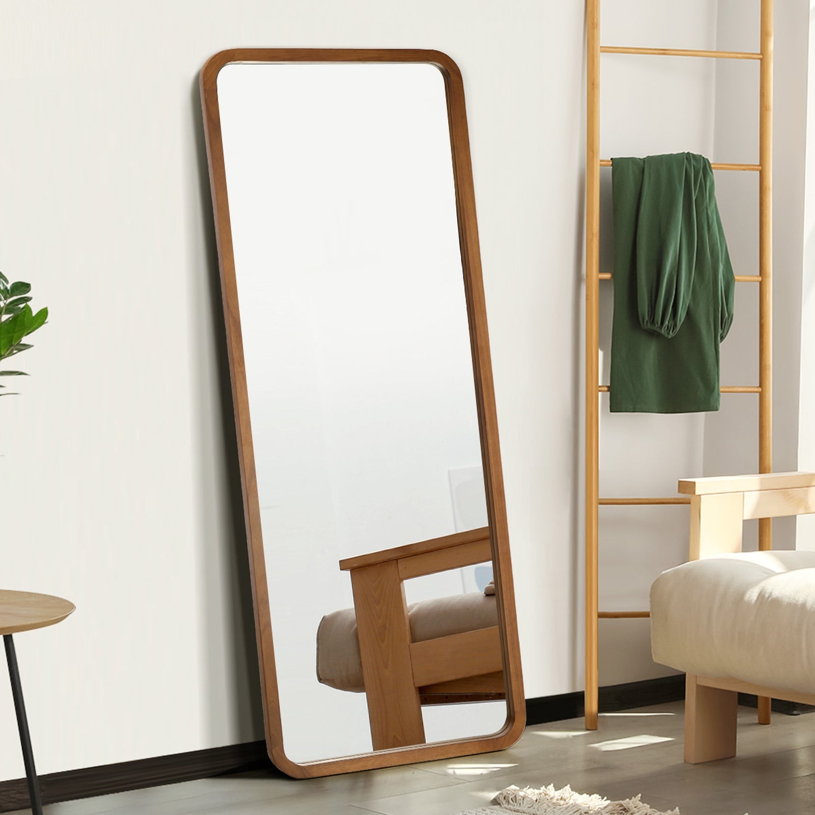 Oikiture Full Length Mirror 180x70cm Rectangle Dressing Floor Mirrors Walnut - Sunyee