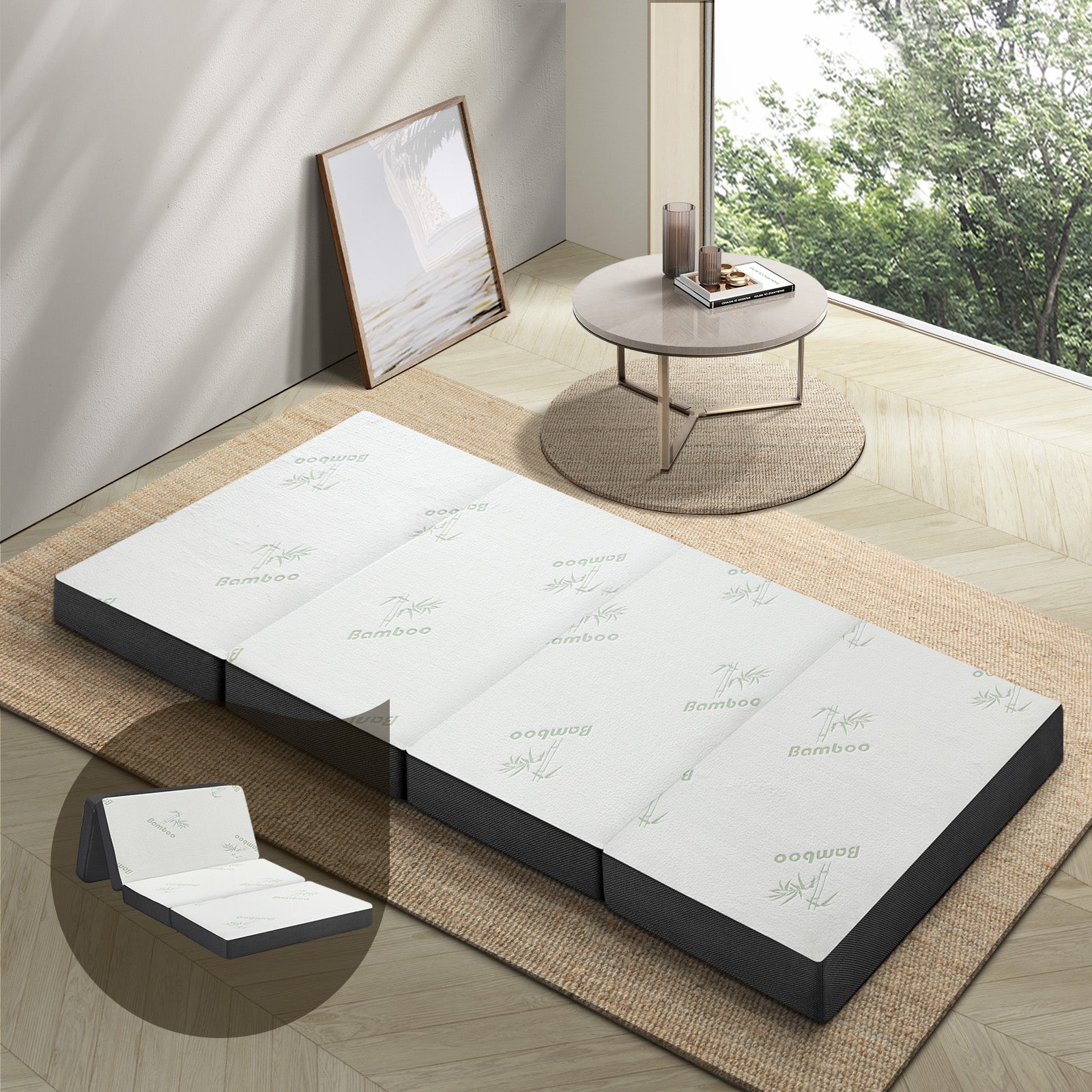 Bedra Foldable Mattress Bamboo 4 Fold Folding Mattresses Camping Floor Cushion - Sunyee