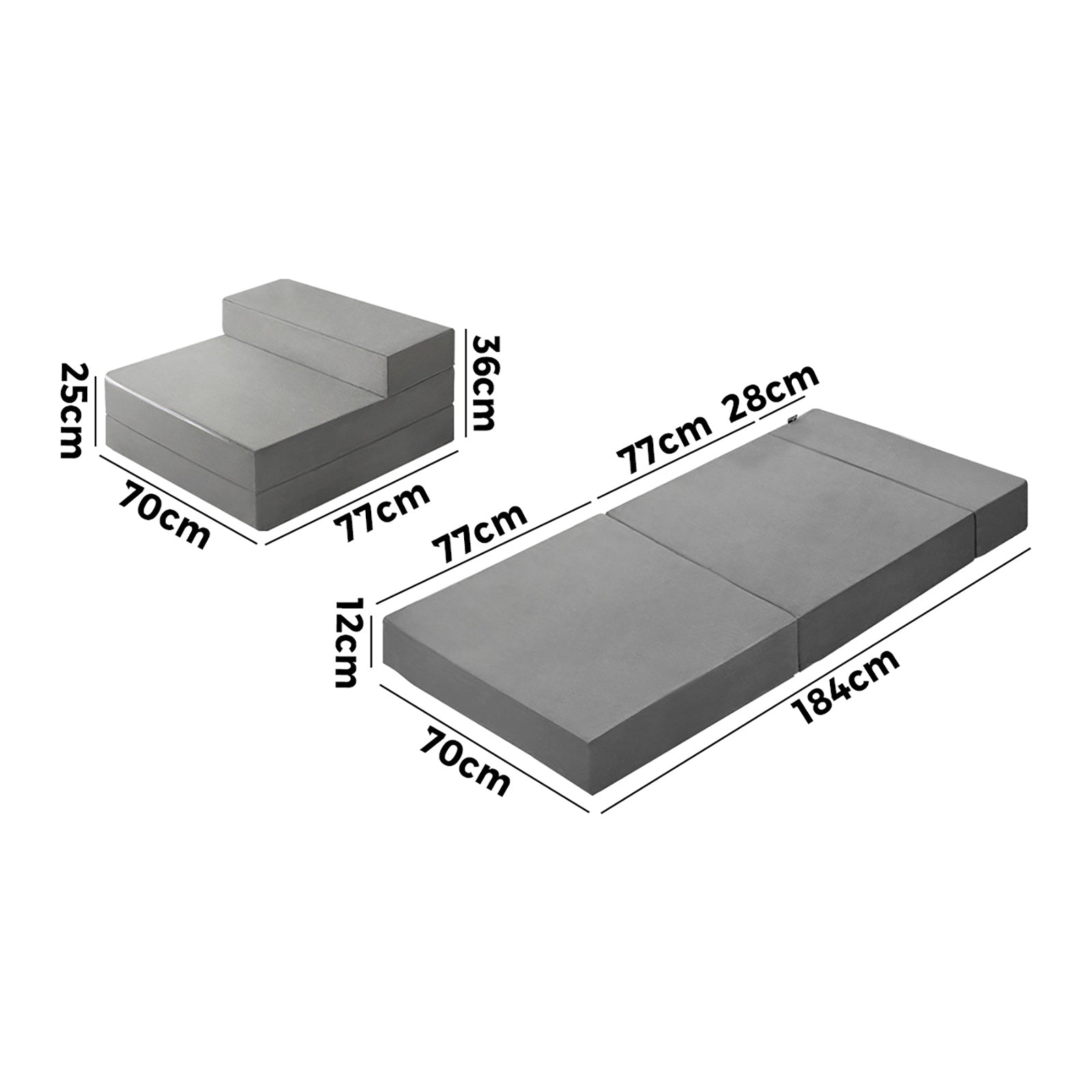 Bedra Foldable Foam Mattress Single Sofa Bed Portable Camping Cushion Floor Bed - Sunyee