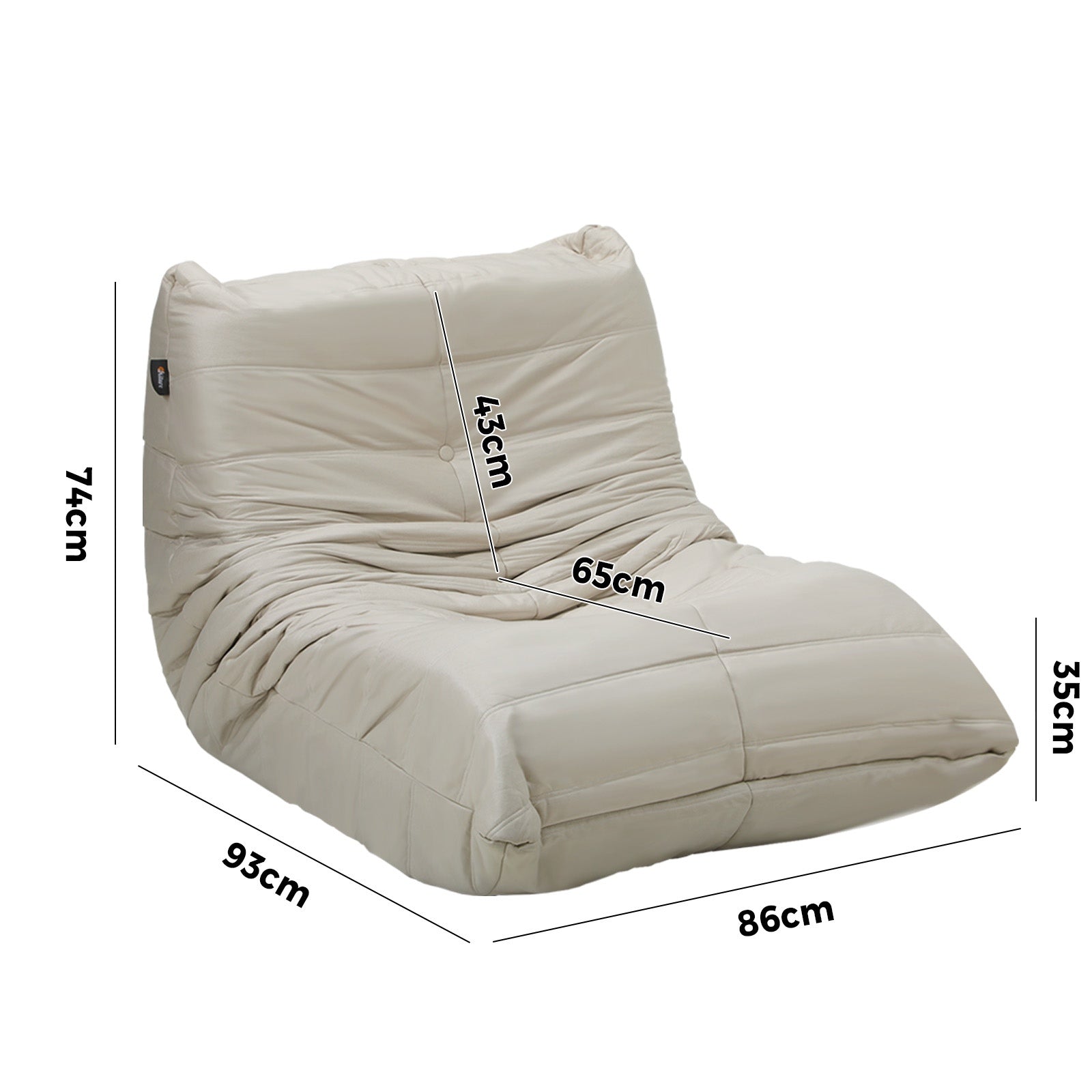 Oikiture Floor Sofa Accent Chair Lazy Couch Leisure Lounge Foam Pouffe Beige - Sunyee