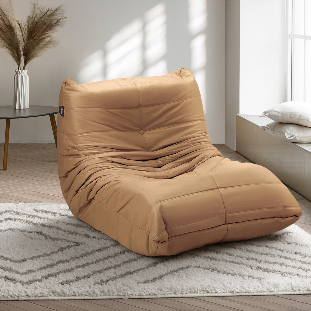 Oikiture Floor Sofa Accent Chair Lazy Couch Lounge Recliner Brown Polyester - Sunyee