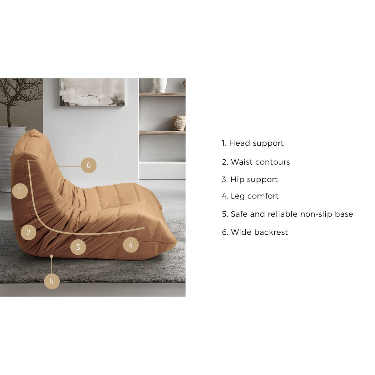 Oikiture Floor Sofa Accent Chair Lazy Couch Lounge Recliner Brown Polyester - Sunyee