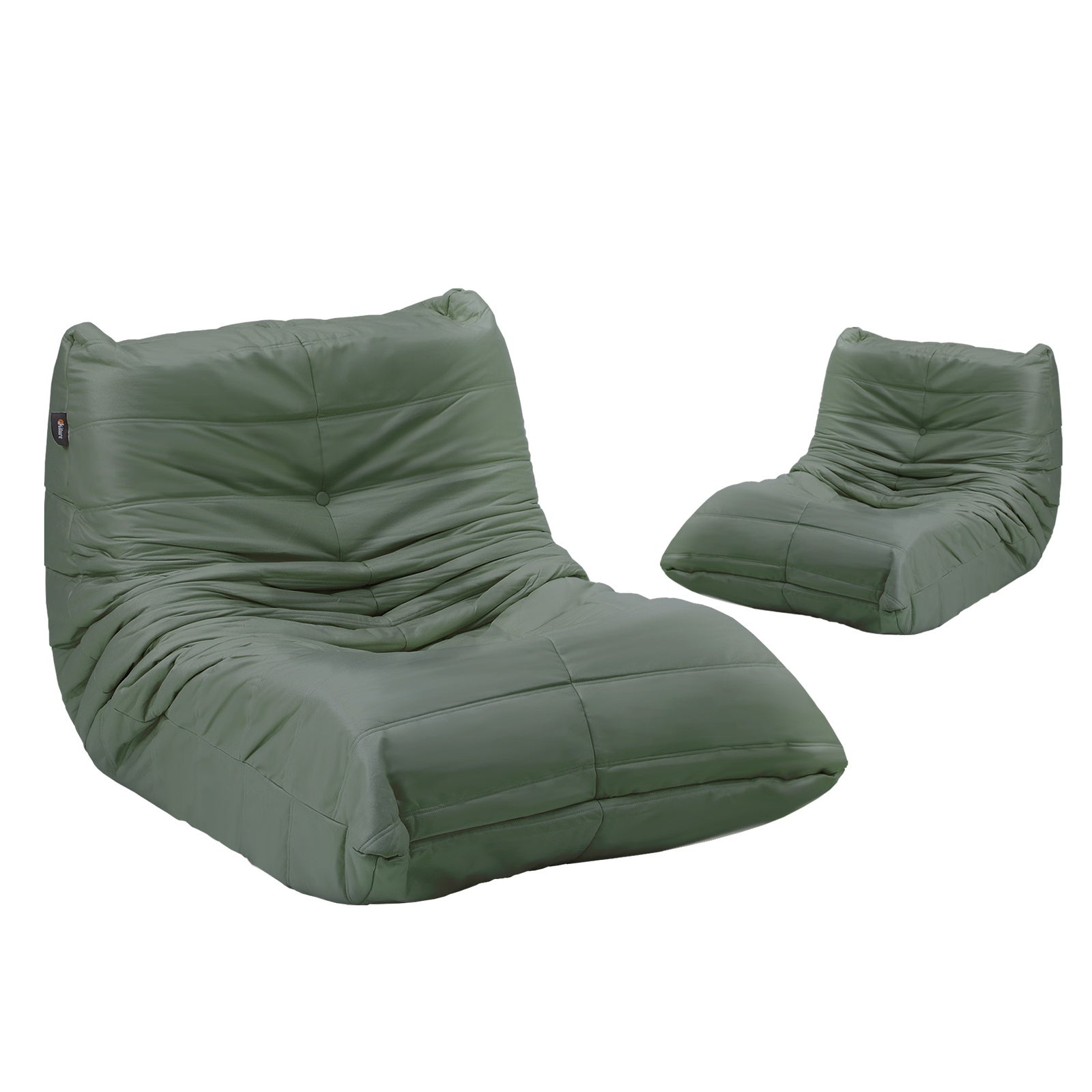 Oikiture 2X Floor Sofa Lounge Caterpillar Lazy Couch Single Chair Pouffe Green - Sunyee