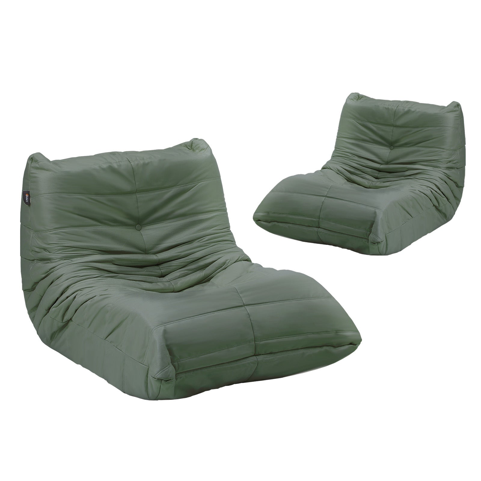 Oikiture 2X Floor Sofa Lounge Caterpillar Lazy Couch Single Chair Pouffe Green - Sunyee