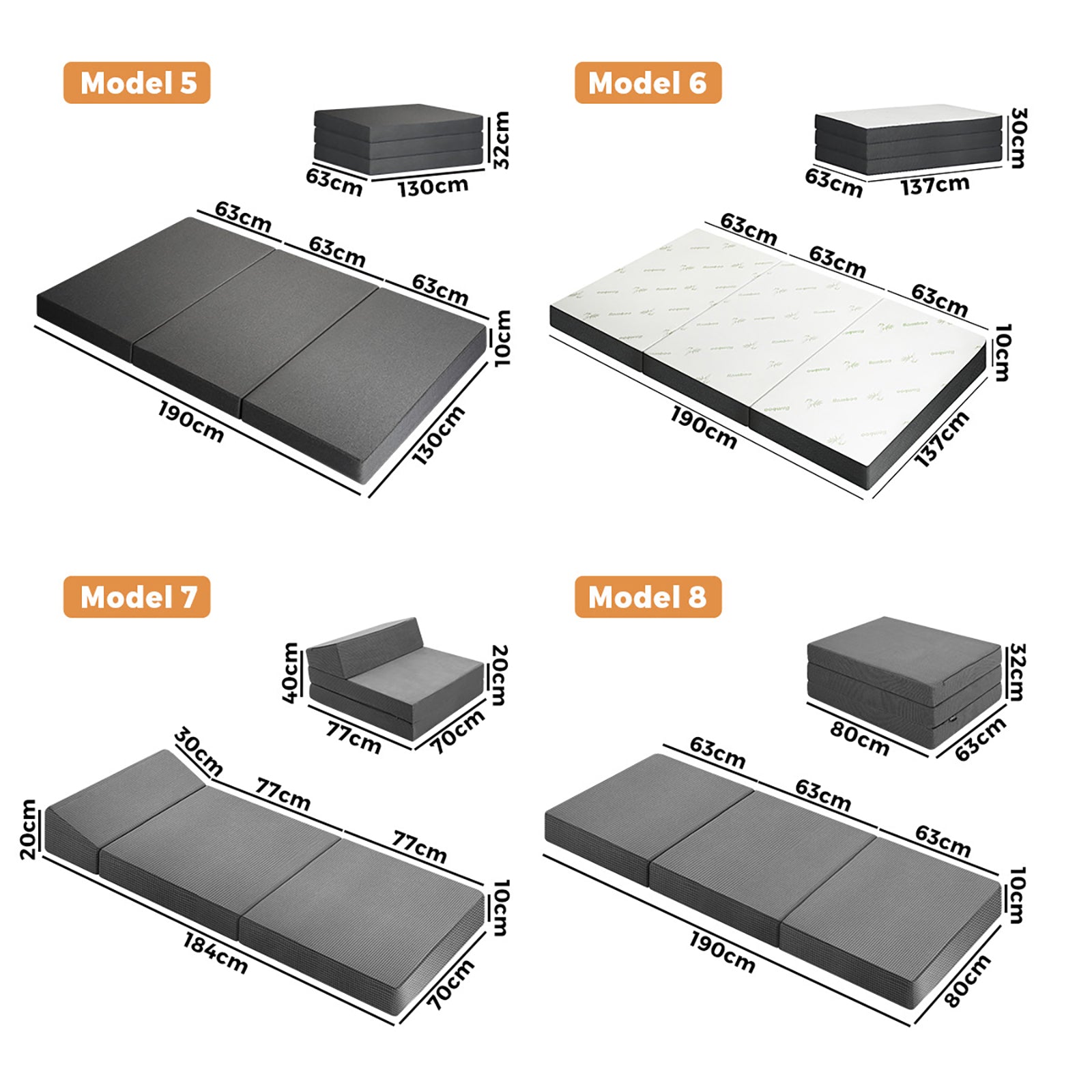 Bedra Folding Foam Mattress Sofa Bed Trifold Sleeping Floor Mat Camping Cushion - Sunyee