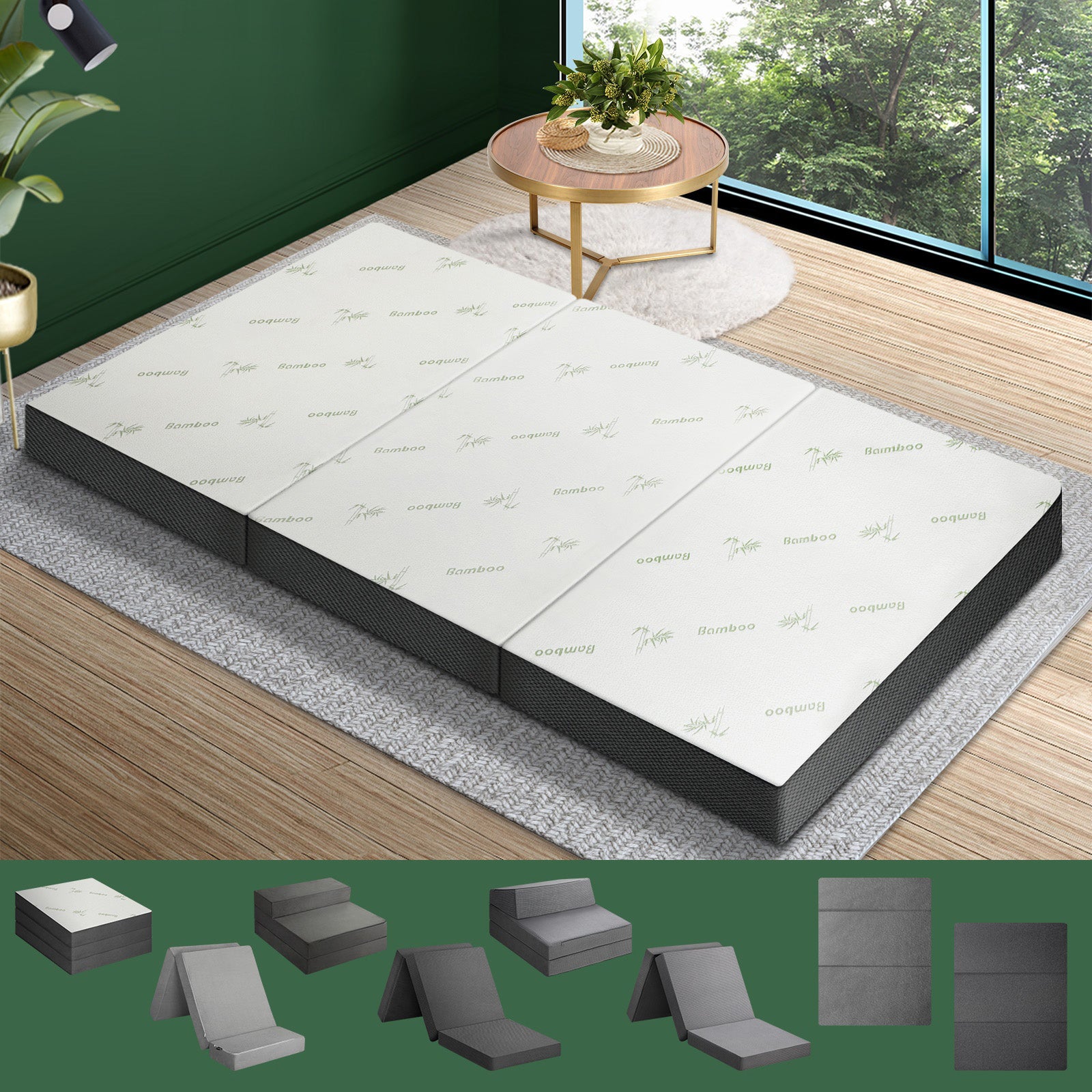 Bedra Folding Foam Mattress Sofa Bed Trifold Sleeping Floor Mat Camping Cushion - Sunyee