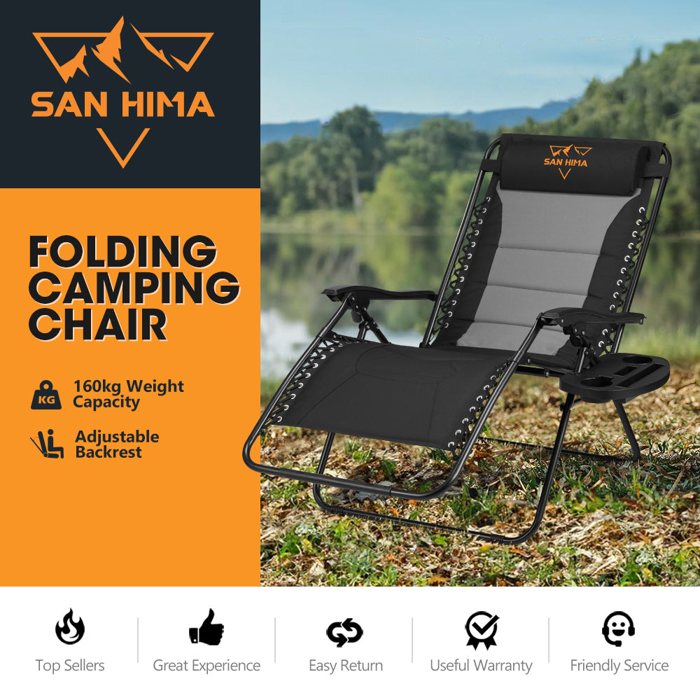 San Hima Folding Camping Chair Portable Lounge Recliner Outdoor Thick Padding - Sunyee