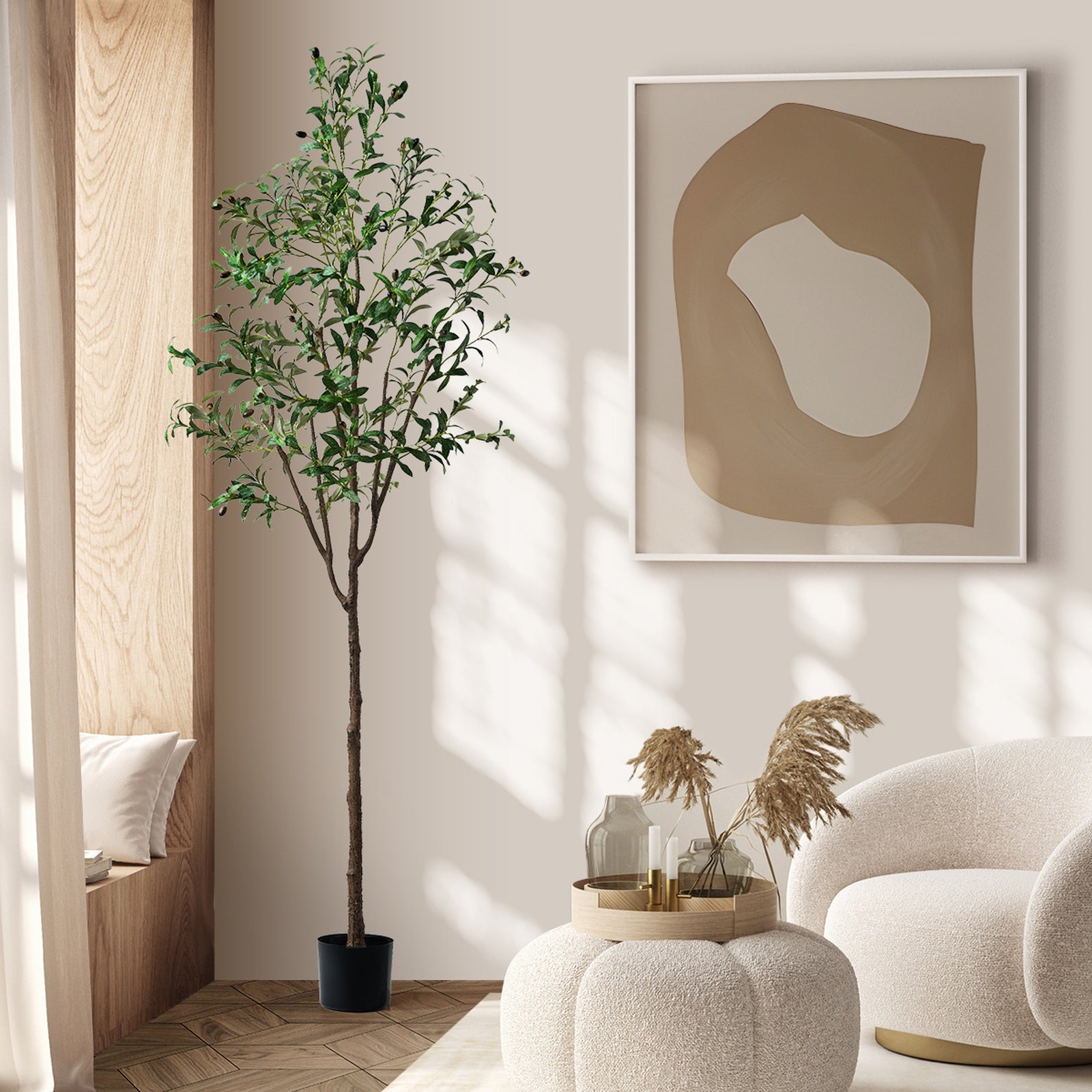 Livsip 210cm Artificial Olive Tree Lifelike Tall Faux Potted Plants Home Decor - Sunyee