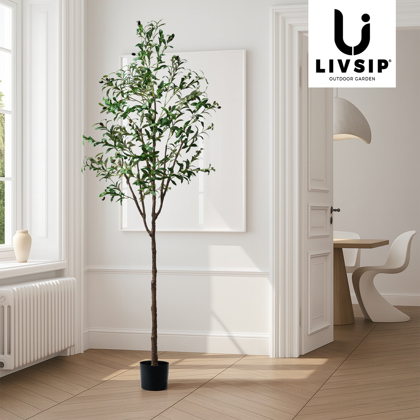 Livsip 210cm Artificial Olive Tree Lifelike Tall Faux Potted Plants Home Decor - Sunyee