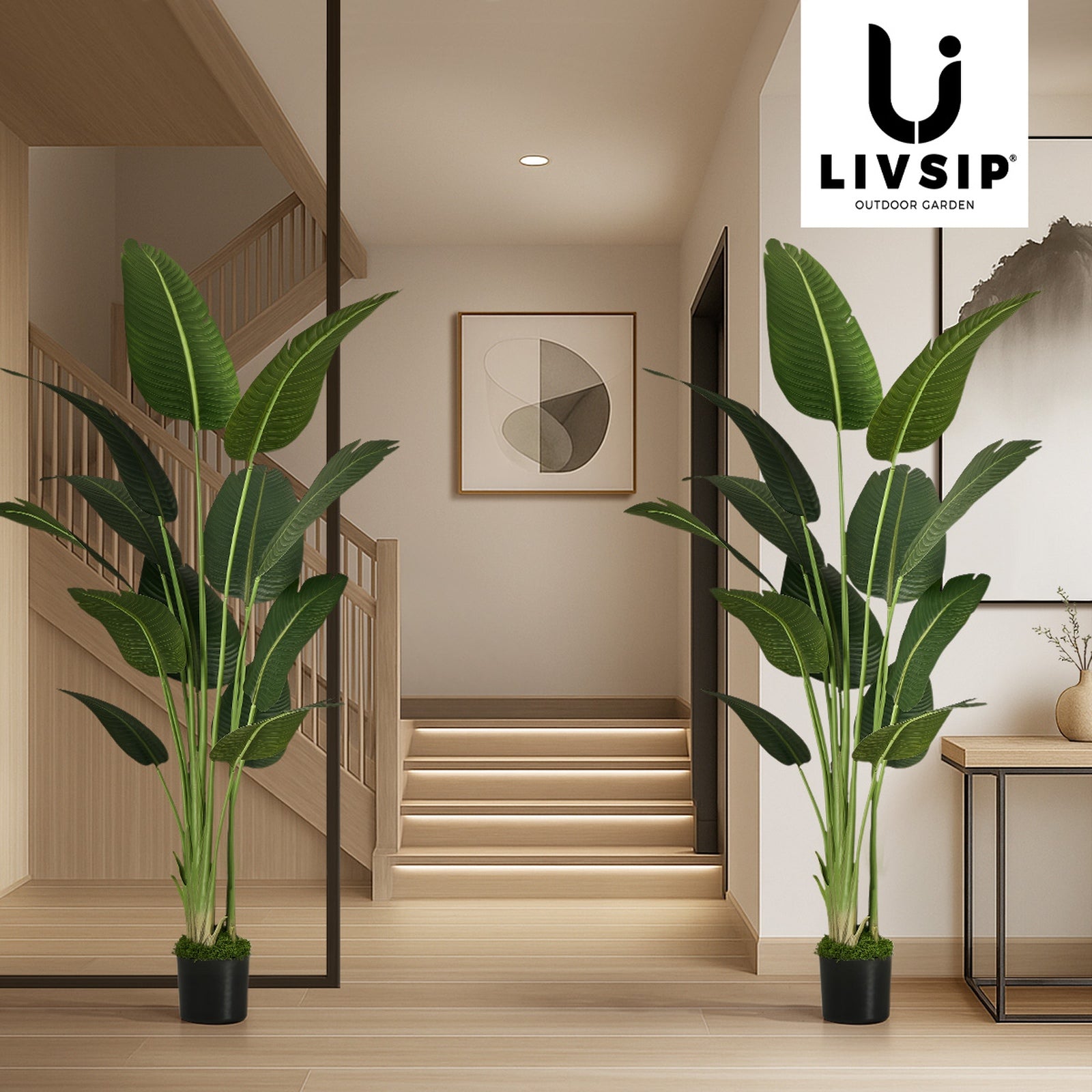 Livsip 2 Pack Artificial Bird of Paradise Plant 180cm Fake Palm Tree Home Decor