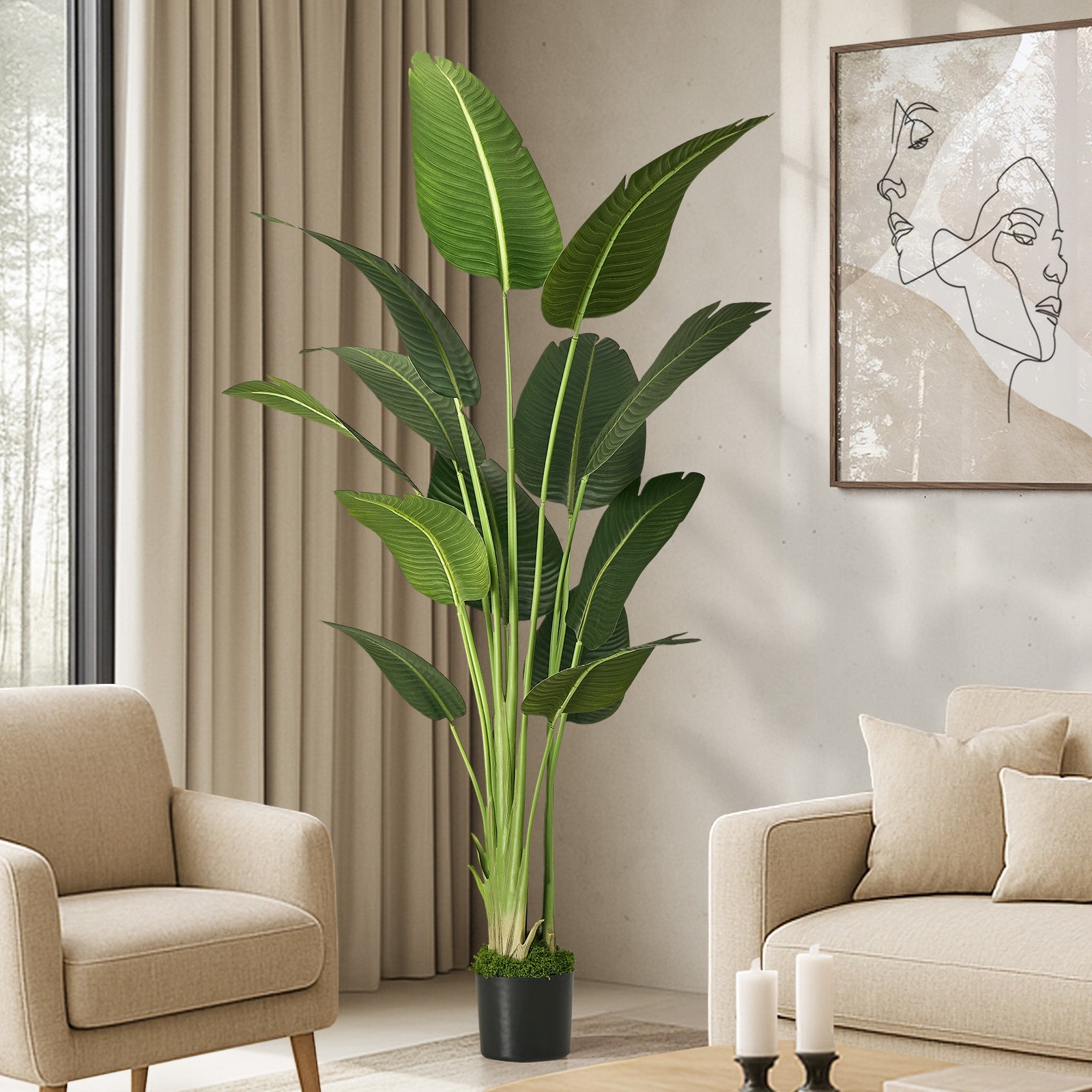 Livsip 180cm Artificial Bird of Paradise Plant Fake Palm Tree Home Garden Decor