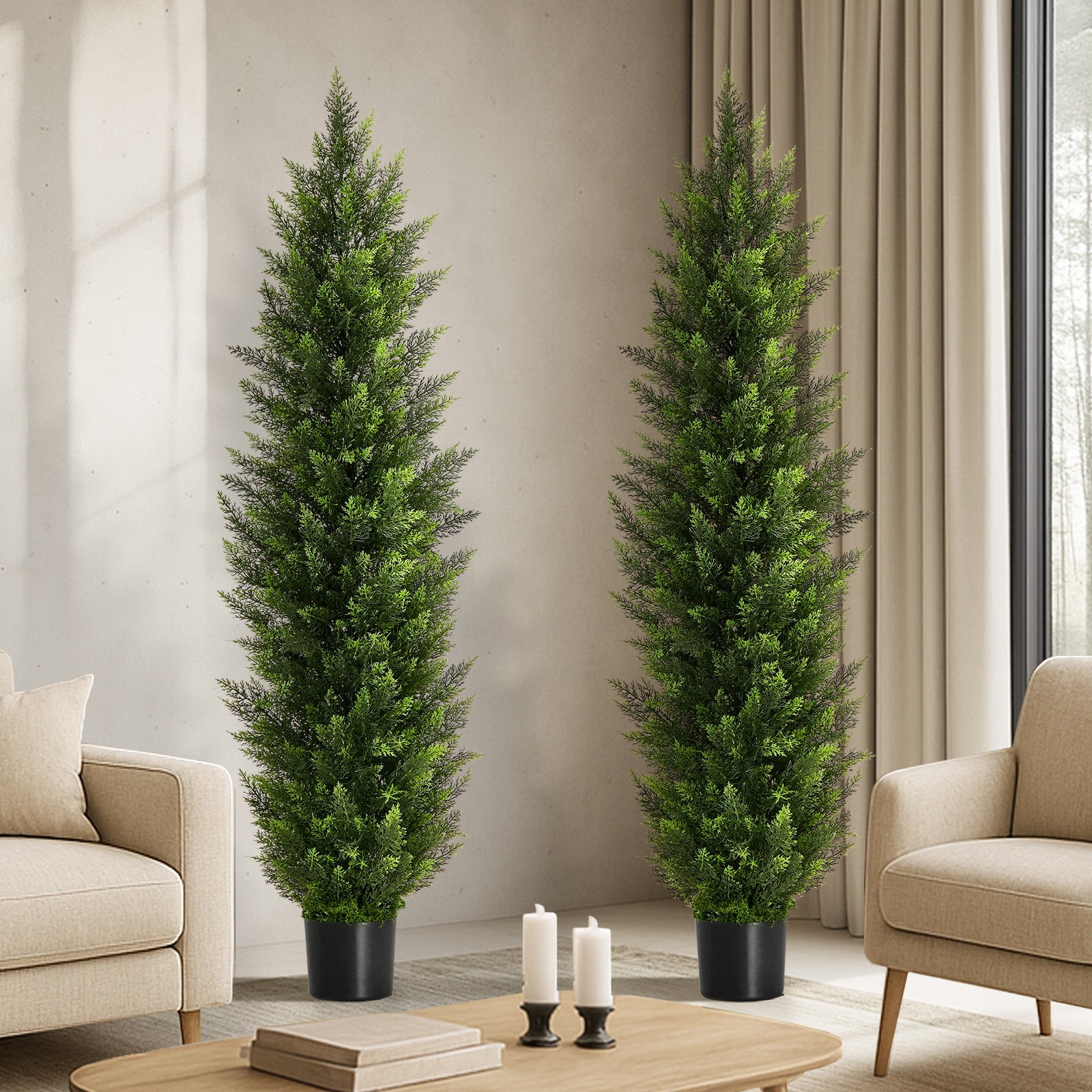 Livsip 2 Pack Artificial Topiary Cedar Tree 150cm Faux Pine Plant Home Decor