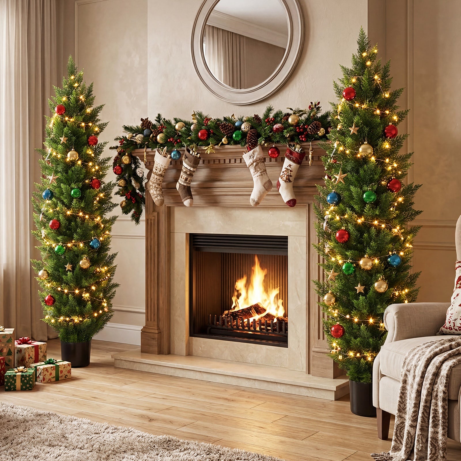 Livsip 2 Pack Artificial Topiary Cedar Tree 150cm Faux Pine Plant Home Decor