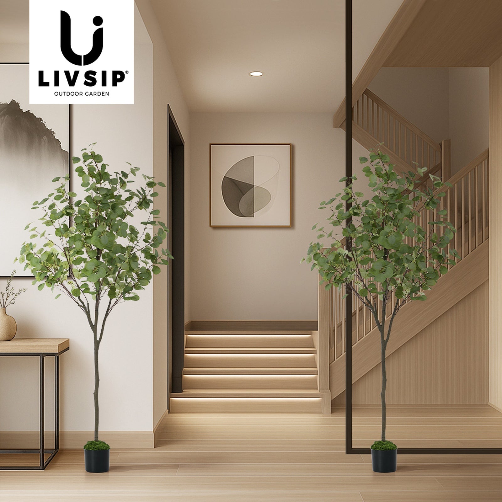 Livsip 2x Artificial Eucalyptus Tree 150cm Potted Faux Plant Outdoor Home Decor