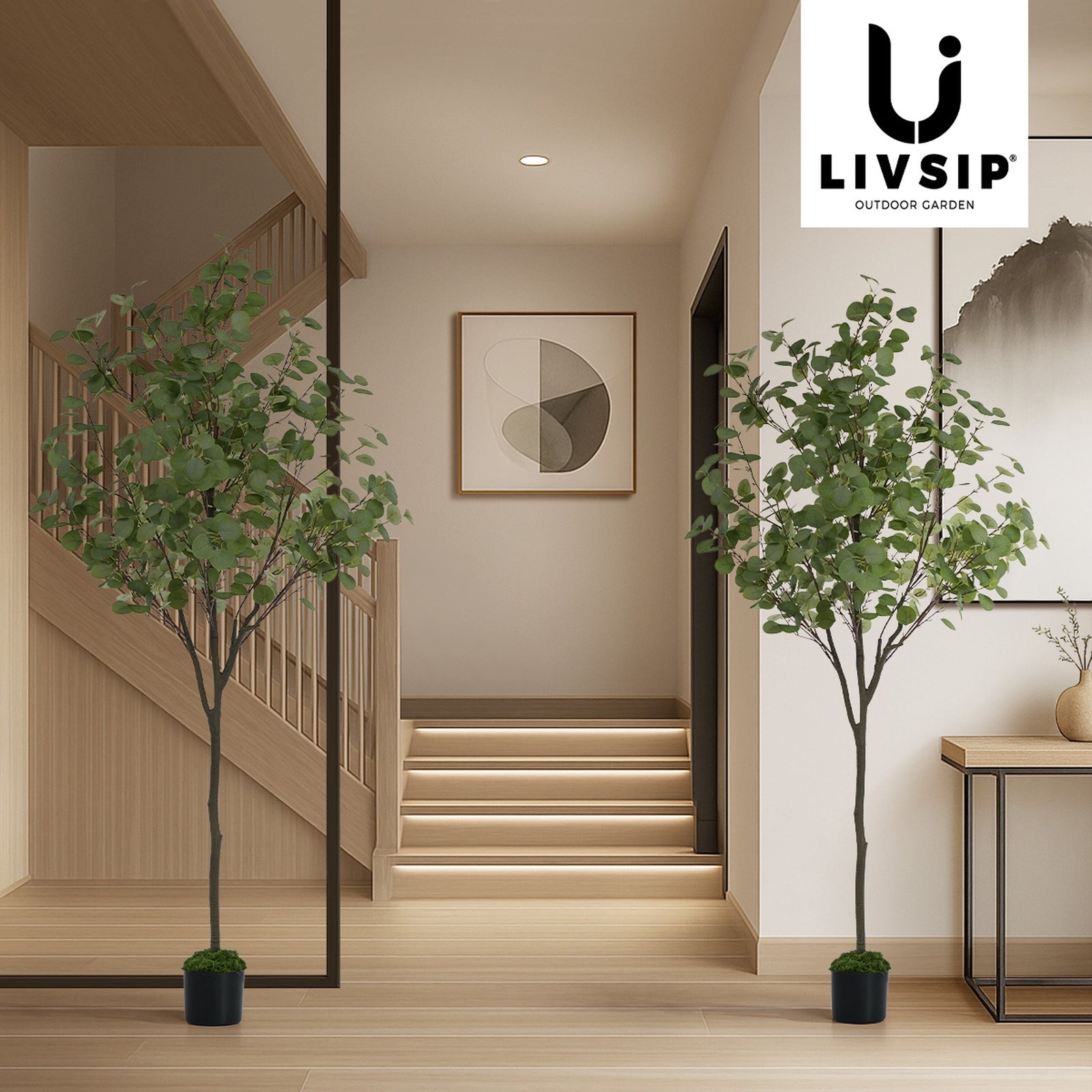 Livsip 2x Artificial Eucalyptus Tree 180cm Potted Faux Plant Outdoor Home Decor