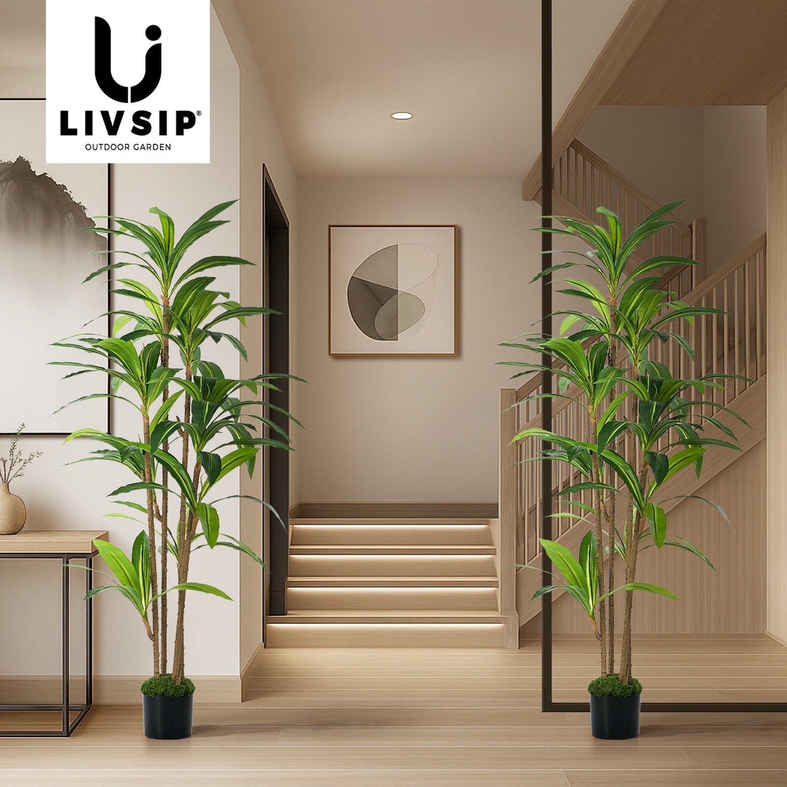 Livsip 2PCS Artificial Dracaena Tree 150cm Potted Faux Plant Outdoor Home Decor