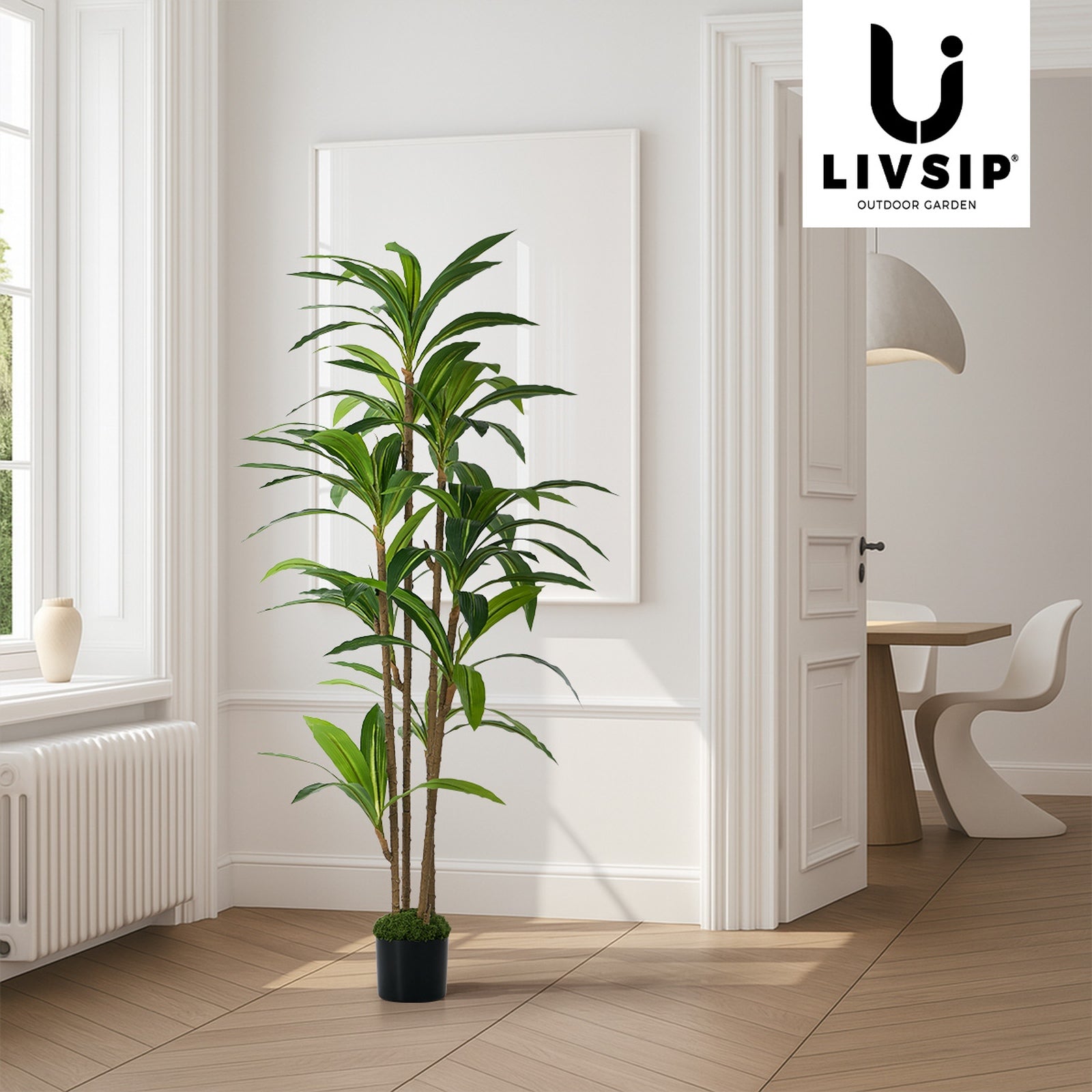 Livsip 150cm Artificial Dracaena Tree Realistic Potted Faux Plant Home Decor