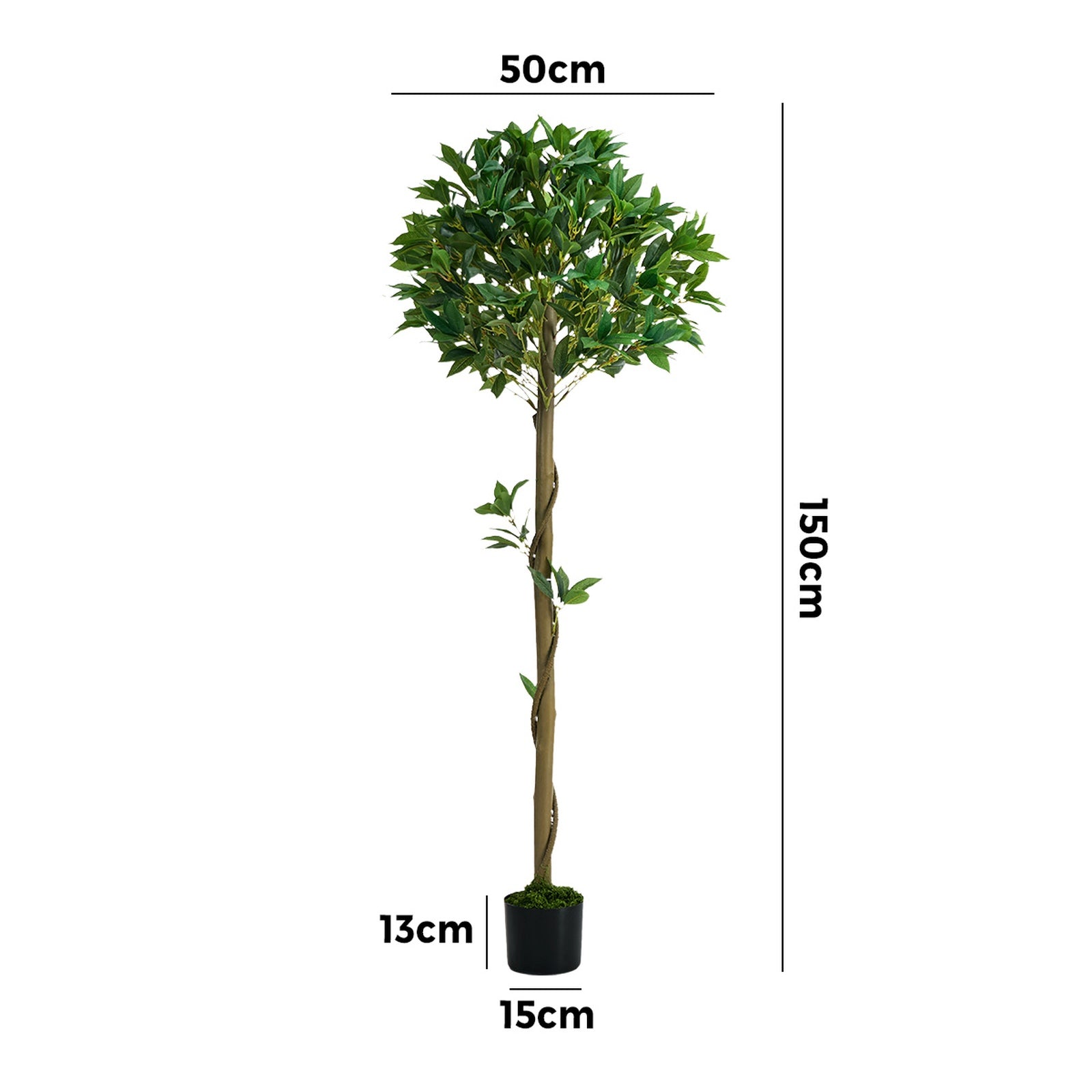 Livsip 150cm Artificial Bay Tree Realistic Potted Laurel Ball Topiary Faux Plant