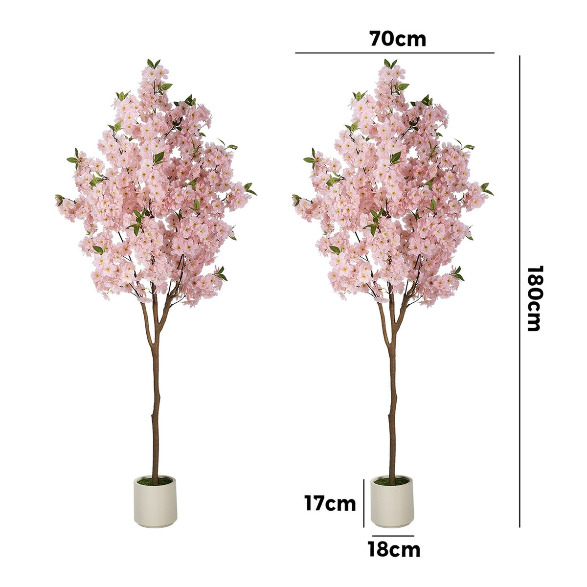 Livsip 2 Pack Artificial Cherry Blossom Tree 180cm Lifelike Potted Faux Plants