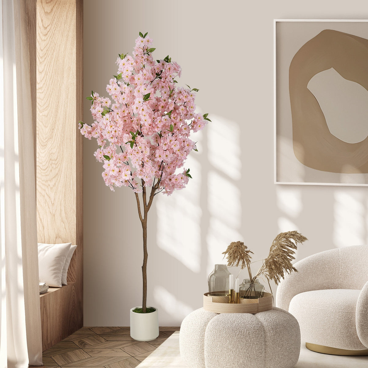 Livsip 180cm Artificial Cherry Blossom Tree Lifelike Potted Faux Plants