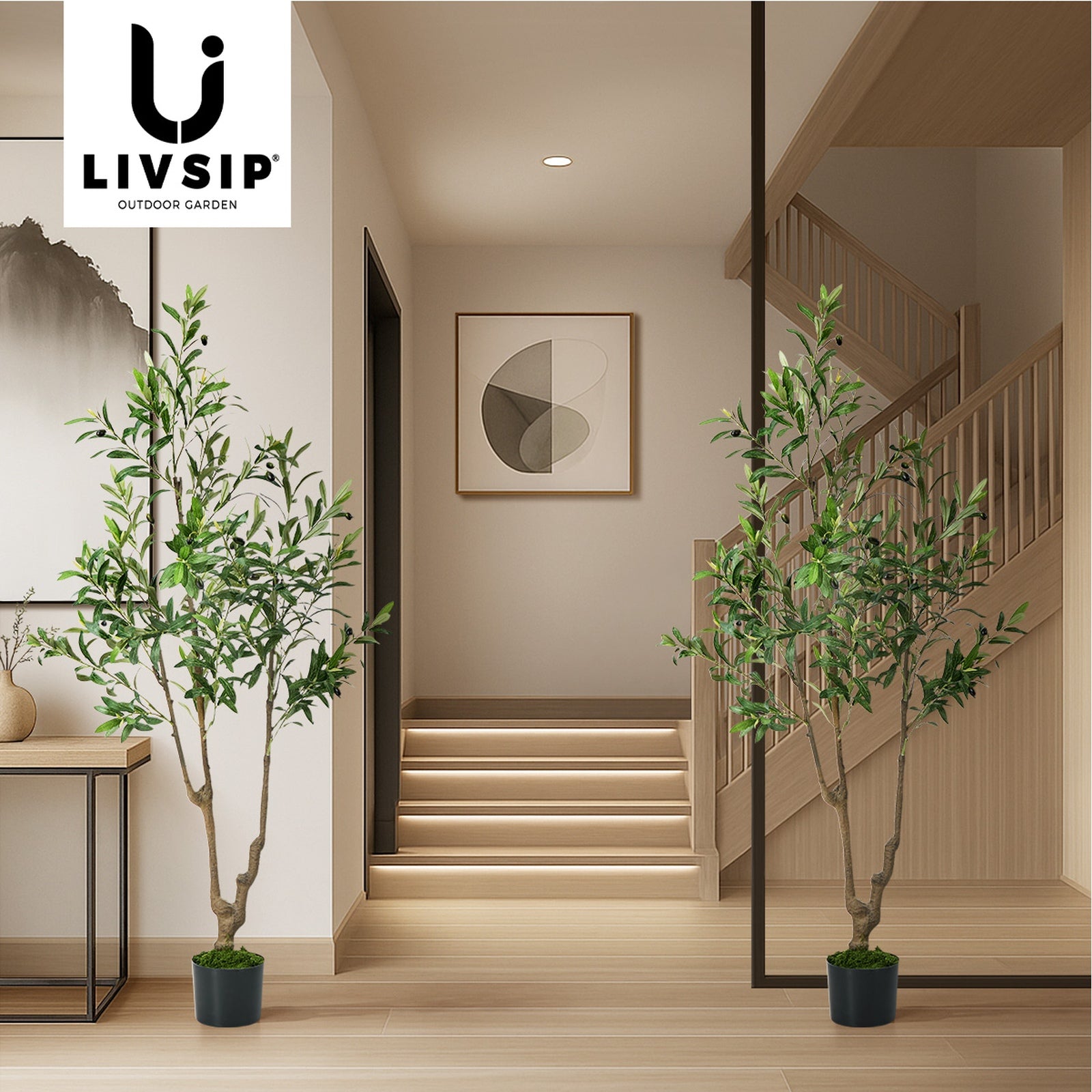 Livsip 2 Pack Artificial Olive Tree 150cm Realistic Potted Faux Plant Home Decor